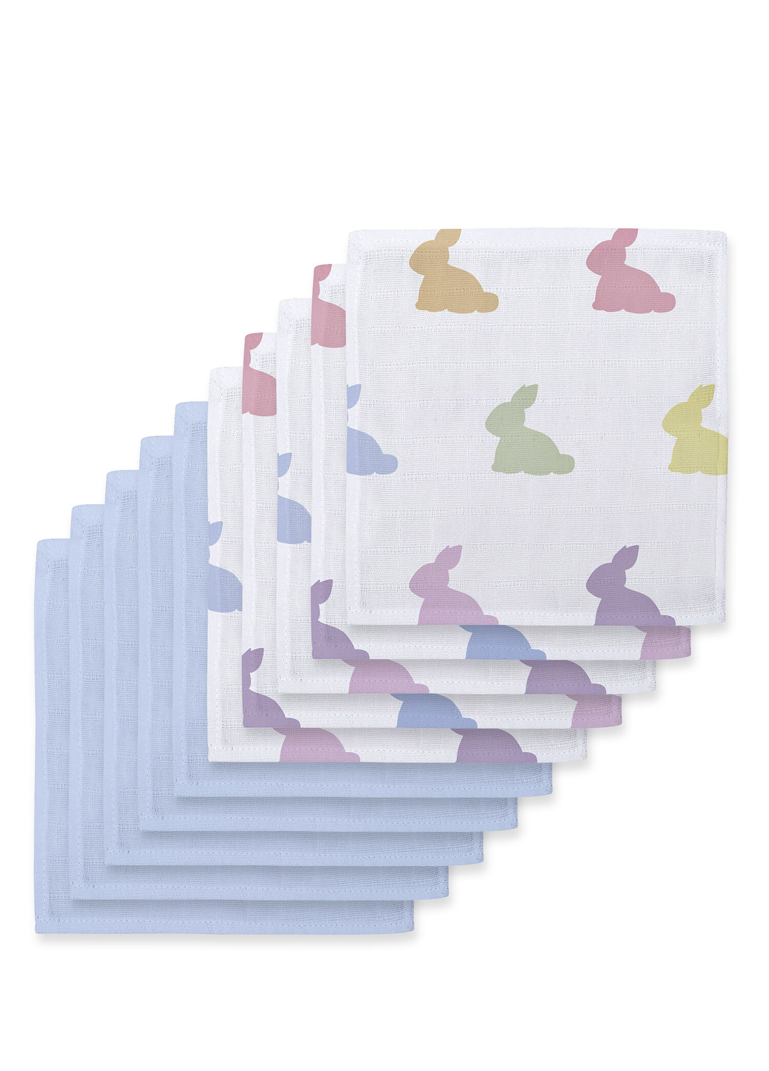 %100 Pamuk Rainbow Lapin & Endless Blue Müslin Bebek 10'lu Ağız Bezi Paketi