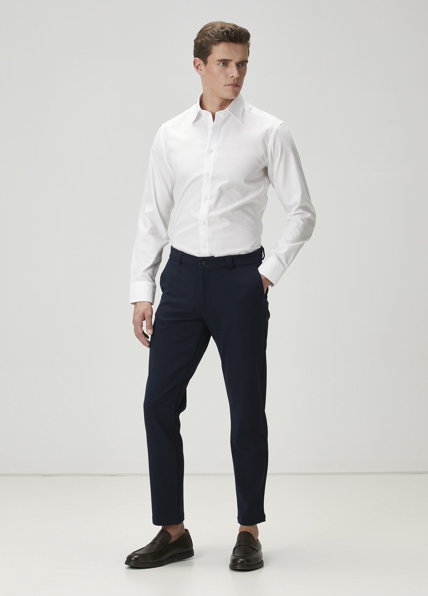 Slim Fit Beyaz Non-iron Oxford Gömlek_2
