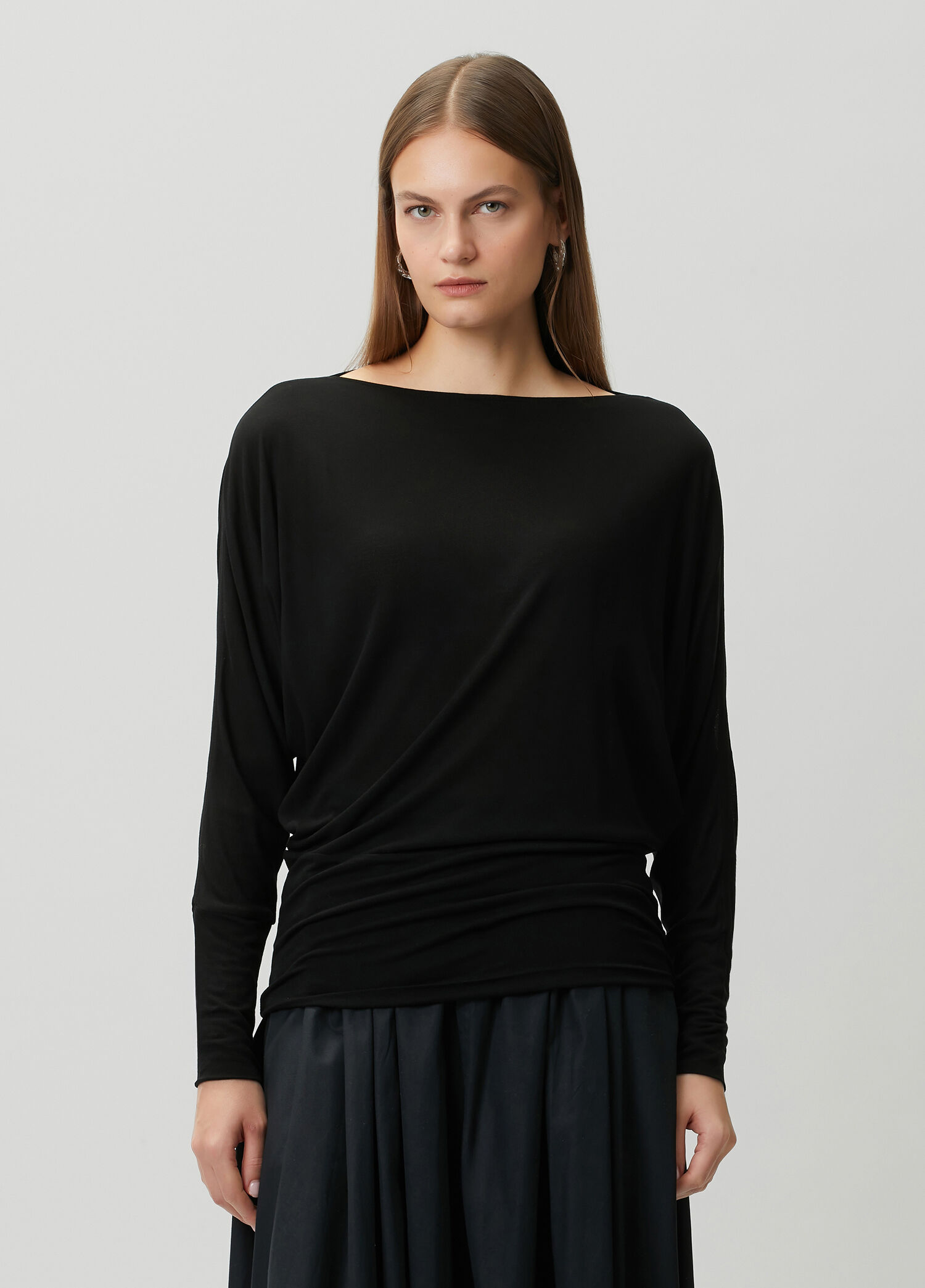 Black Drape Detailed Blouse