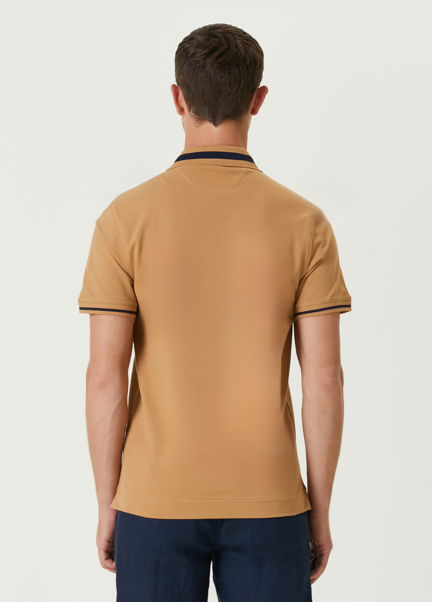 Slim Fit Bej Polo Yaka T-shirt_4