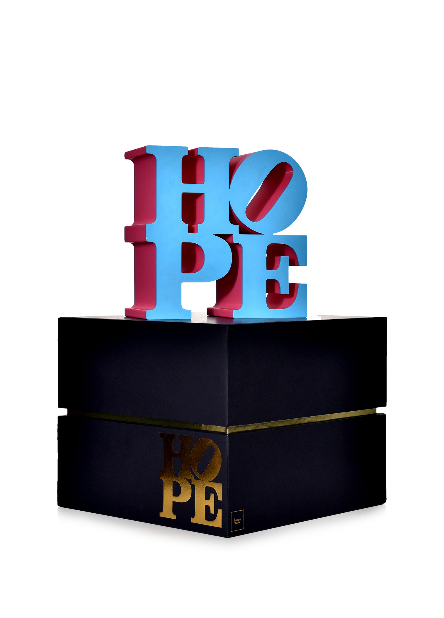 Robert Indiana Hope Mavi Pembe Heykel