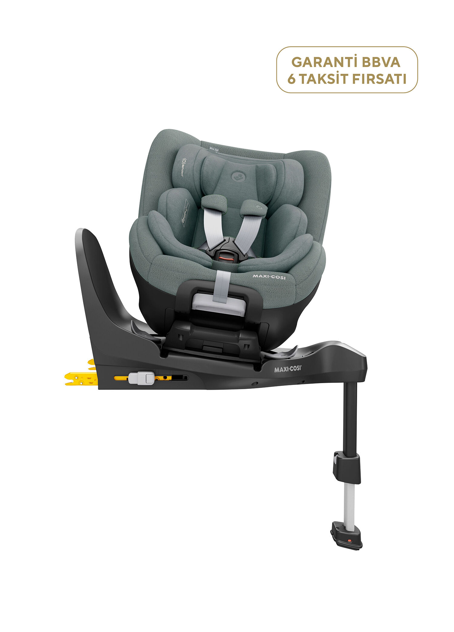 Mica 360 Pro I-Size SlideTech Kızaklı İsofix'li 360° Dönebilir Yatabilir 0-18 kg Authentic Grey Bebek Oto Koltuğu