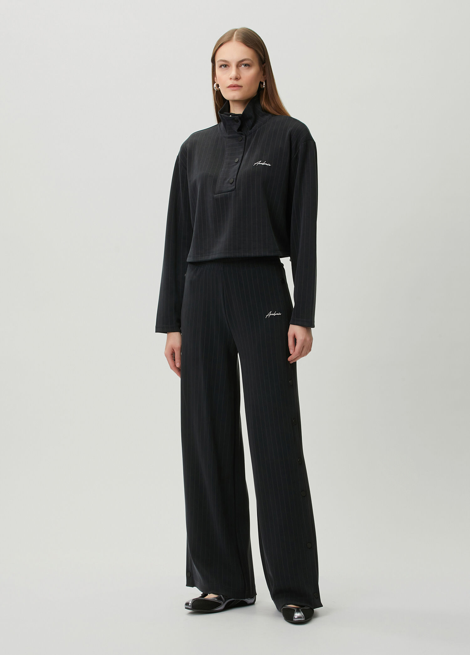 Siyah Çizgili Jersey Pantolon