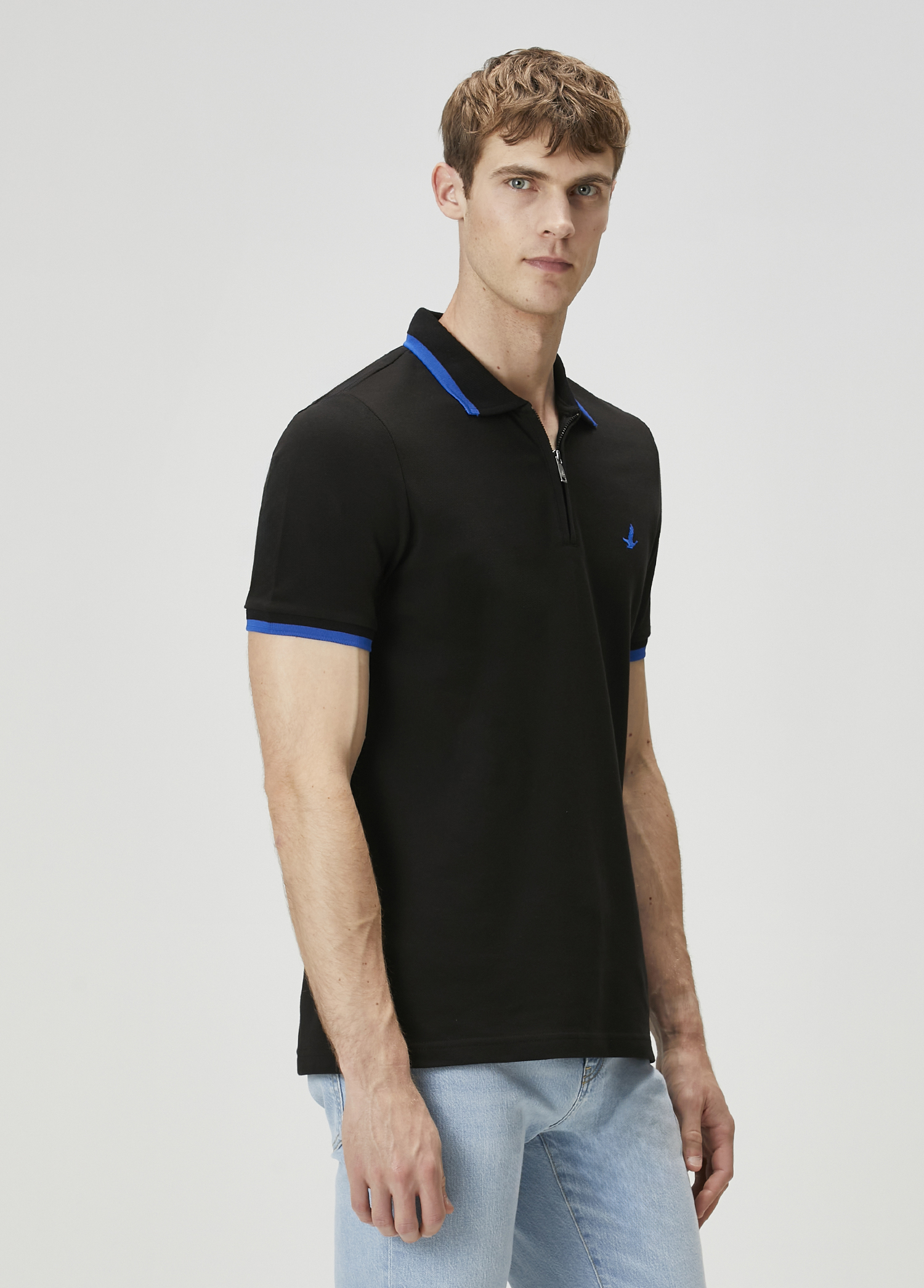 Siyah Saks Polo Yaka T-shirt_2