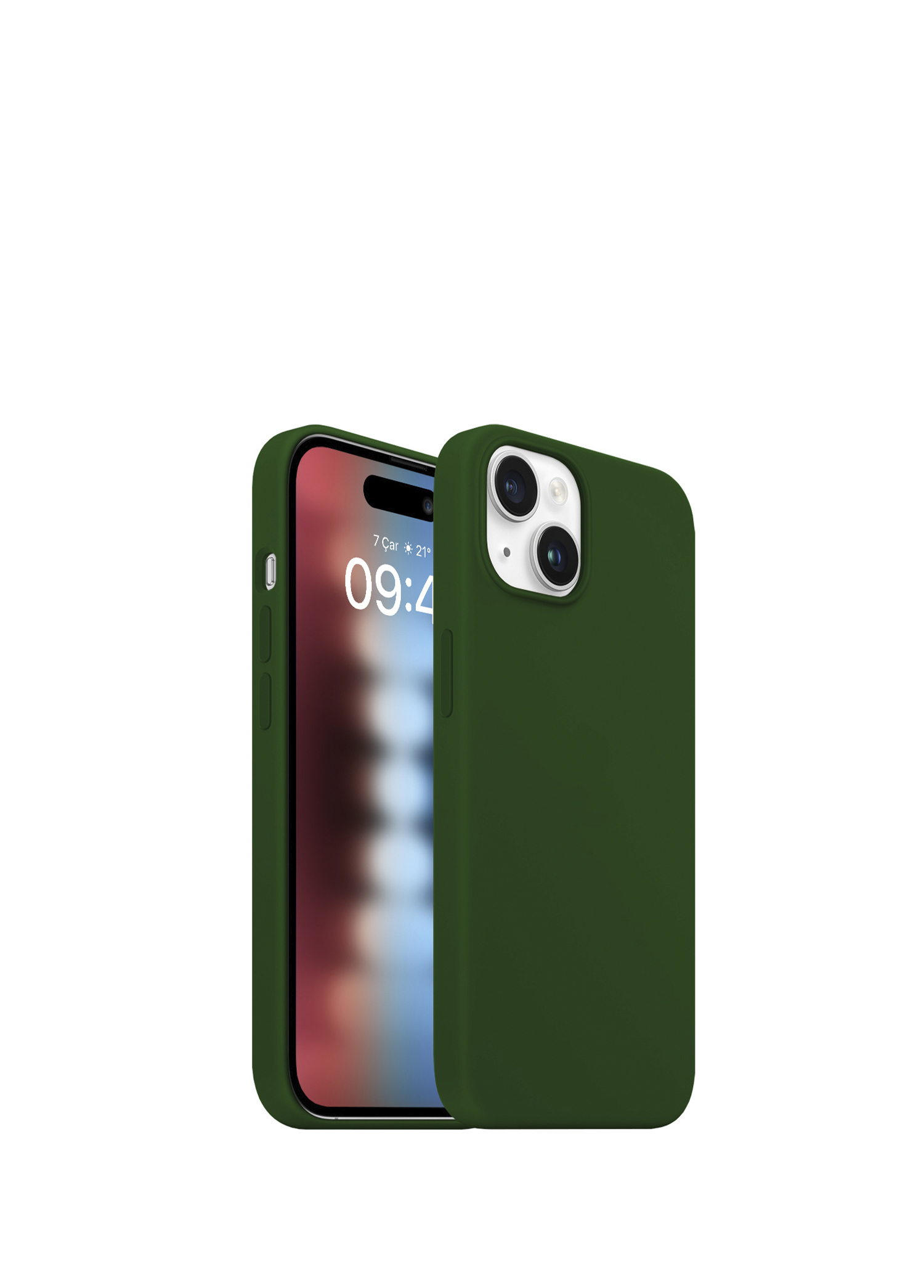 Dark Green iPhone 15 Rubber Fit Kılıf