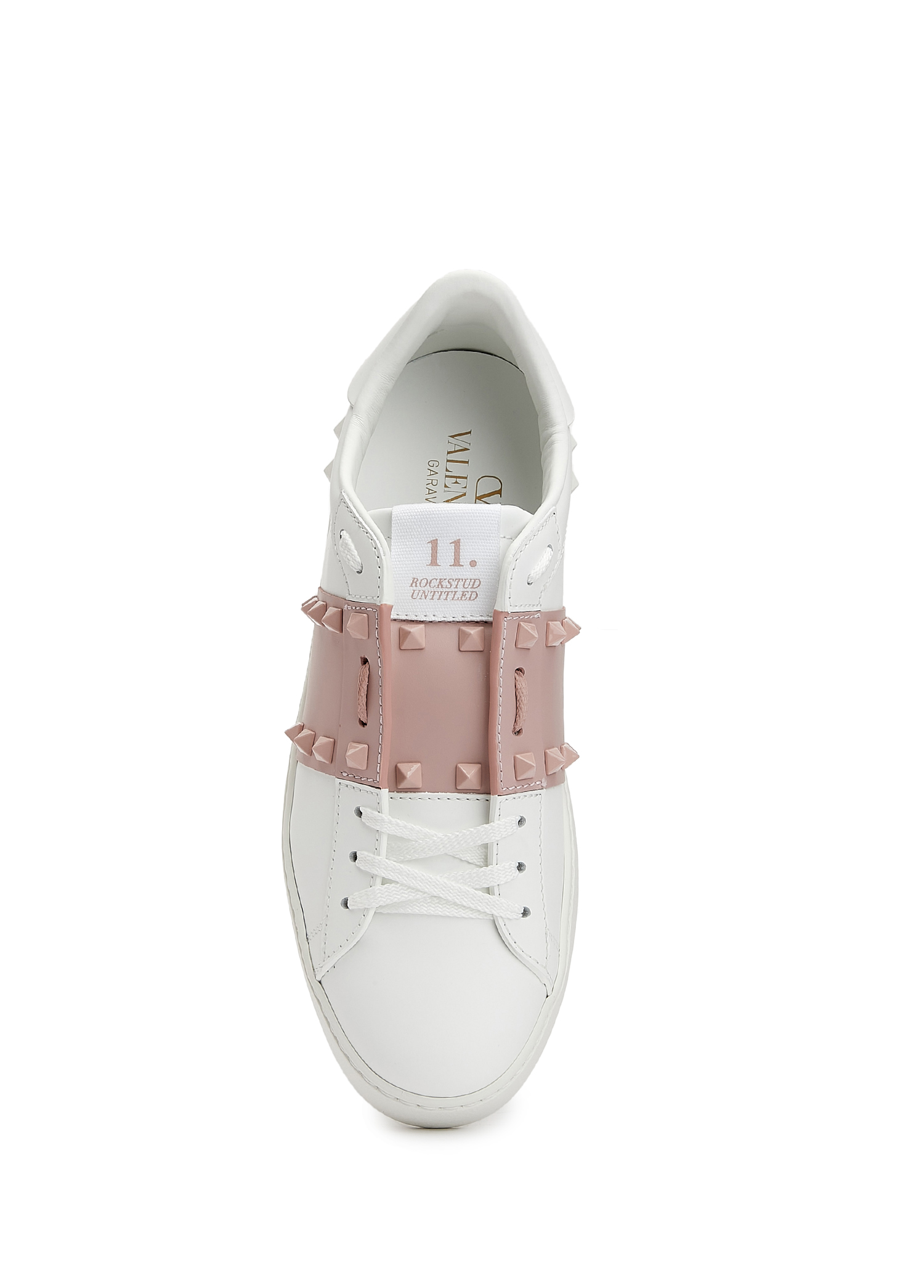 Valentino Garavani Rockstud Pink White Womens Leather Sneakers
