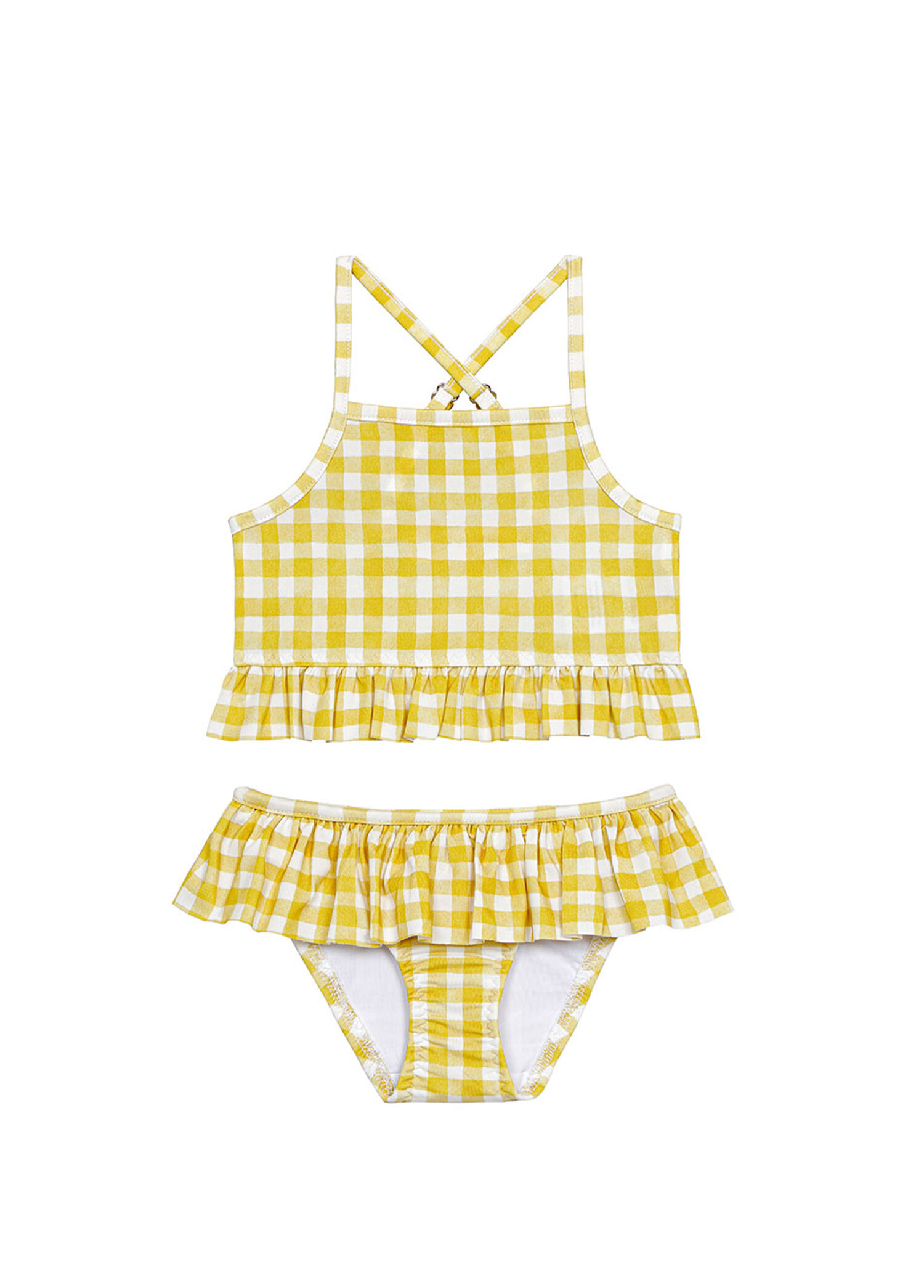 Honey Mustard Fırfırlı UV Korumalı Kız Çocuk Bikini Takımı