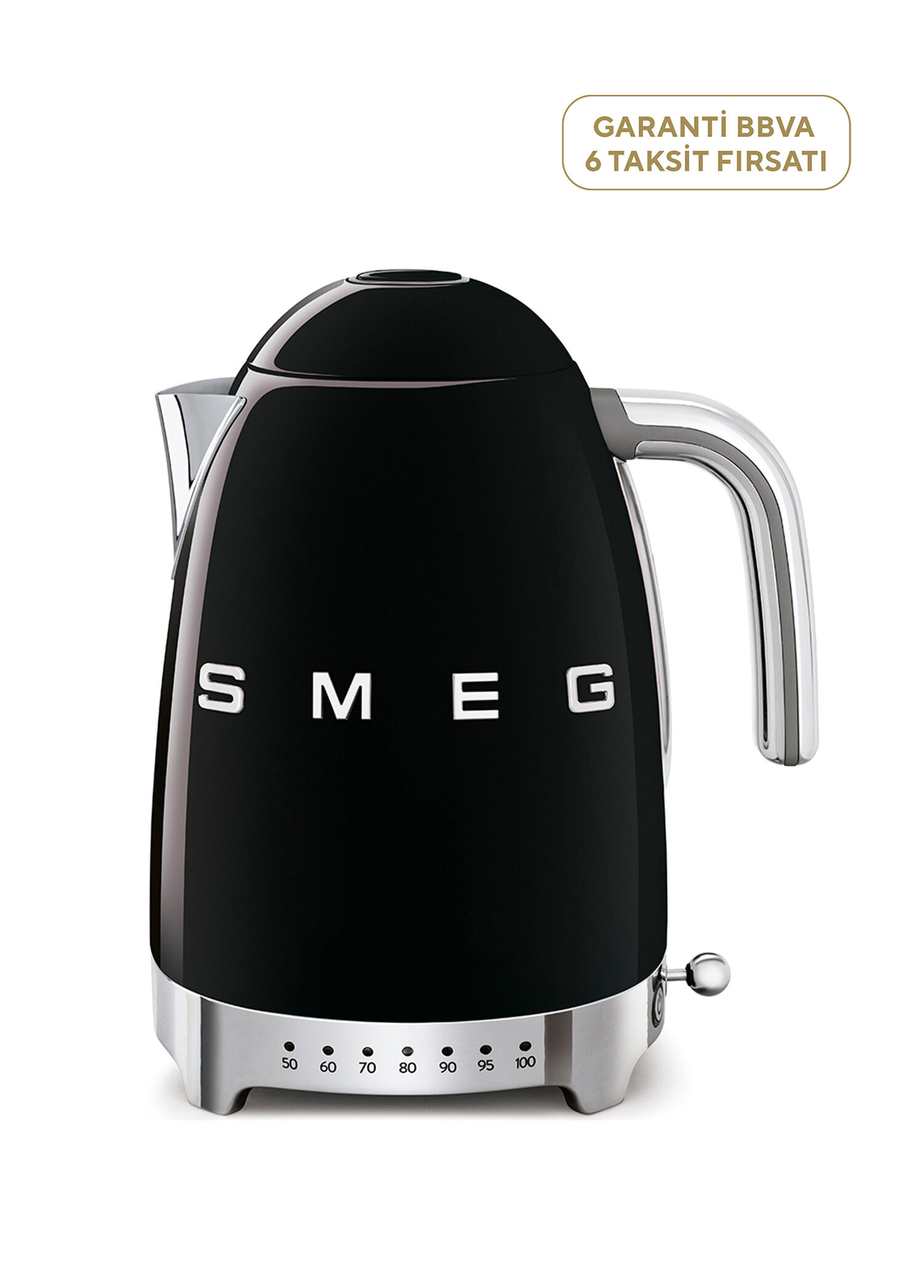 50's Style Retro Siyah Isı Ayarlı Kettle 1,7 lt