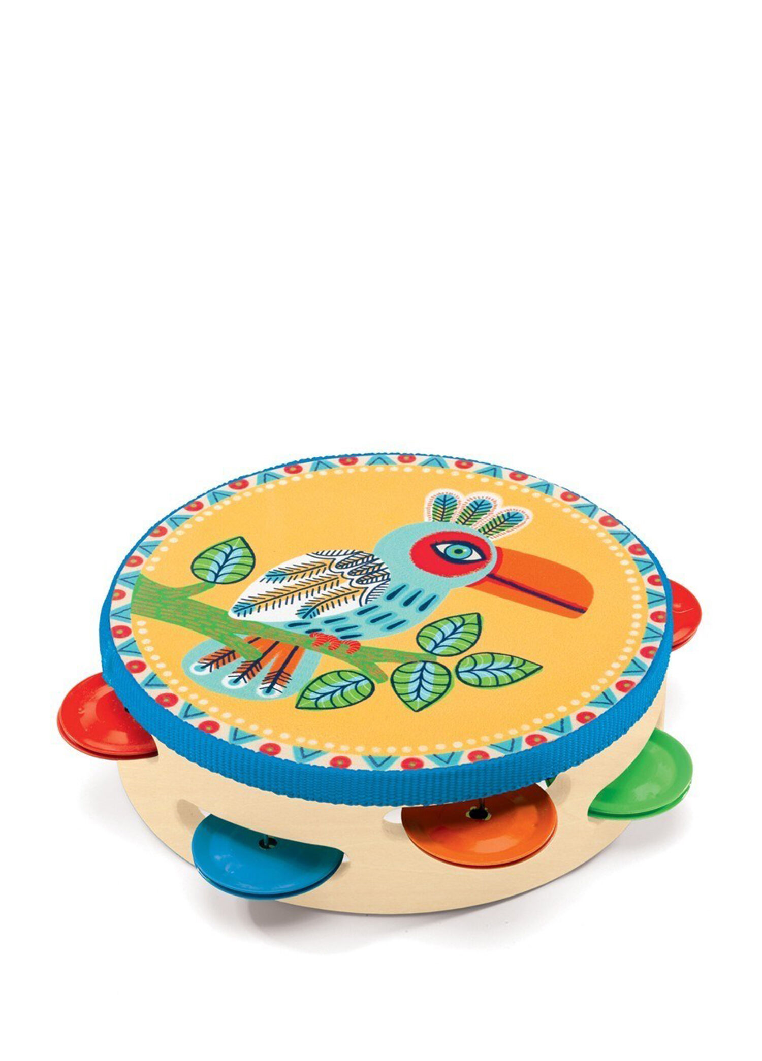 Çok Renkli Kuş Desenli Oyuncak Tambourine
