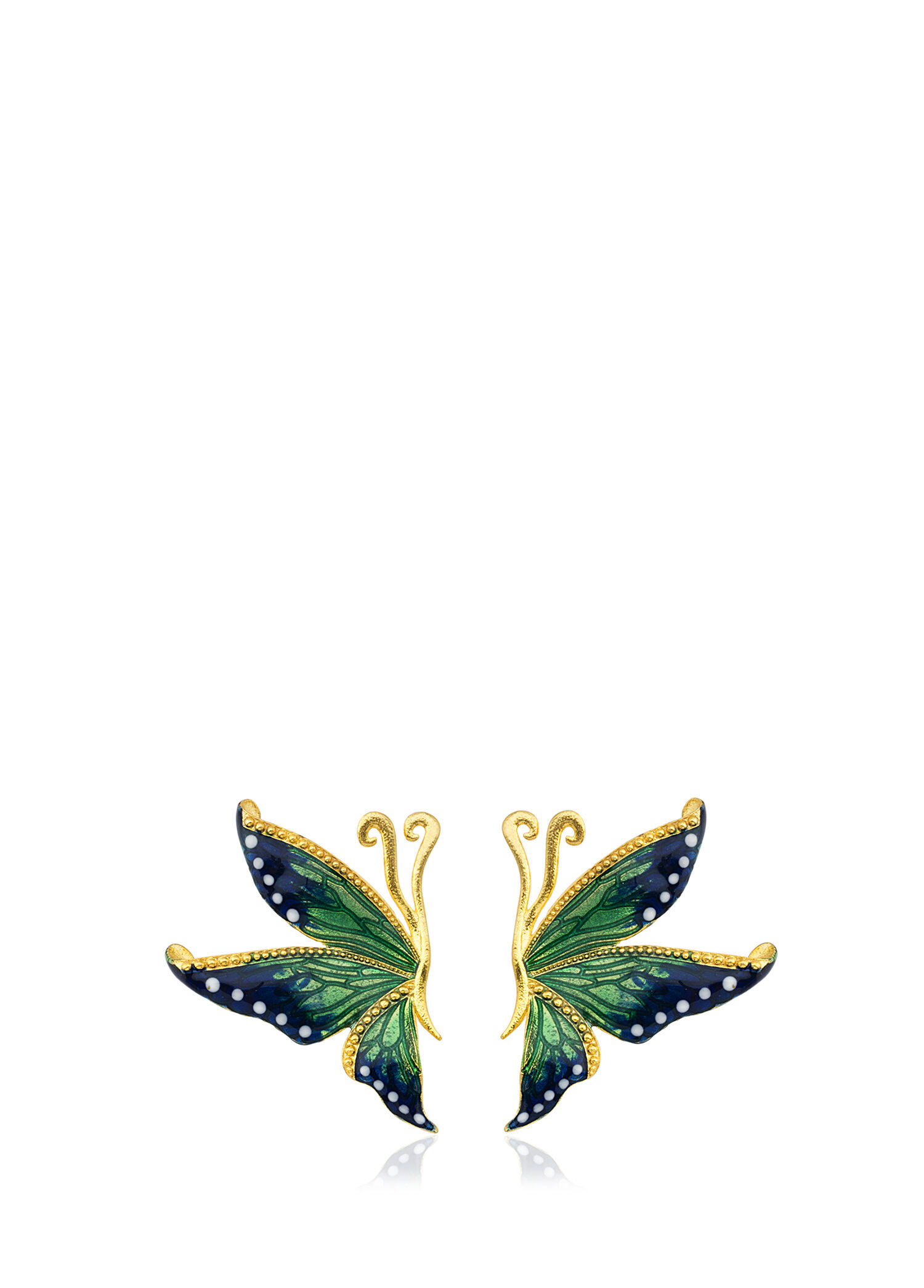 Butterfly Lacivert Mineli 22 Ayar Altın Kaplama Kadın Küpe