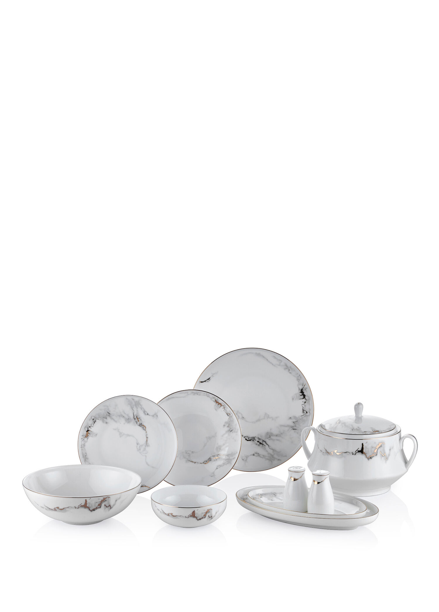 Bolivia Marble Bone China 60 Parça Yemek Takımı