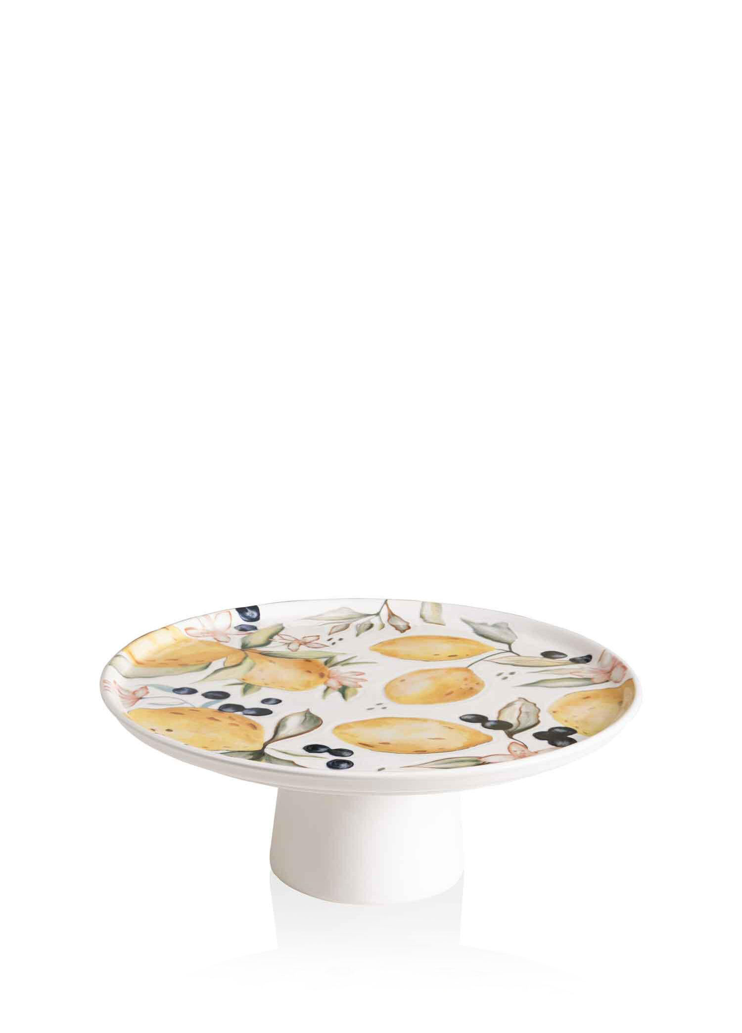 Limoncello Seramik Desenli Ayaklı Servis Tabağı 26 cm