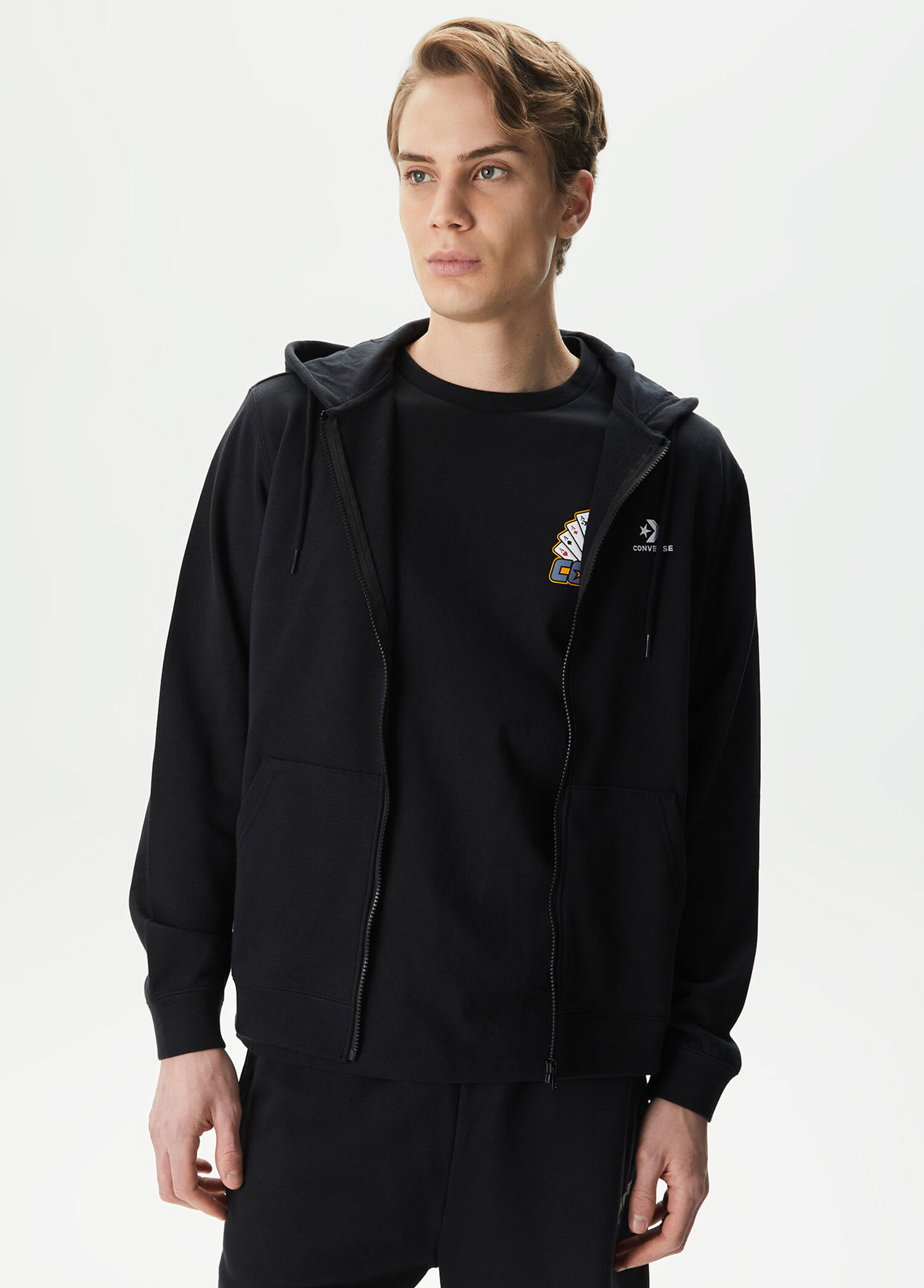 Siyah Fermuarlı Unisex Hoodie