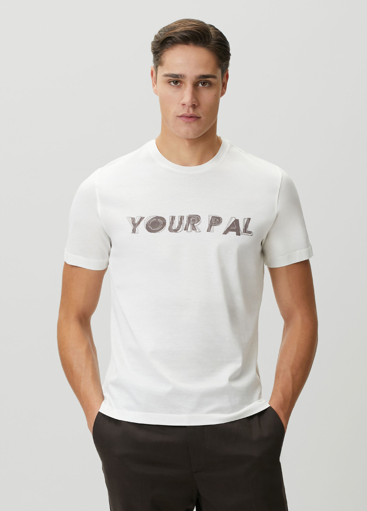 Beyaz Slogan Baskılı T-shirt
