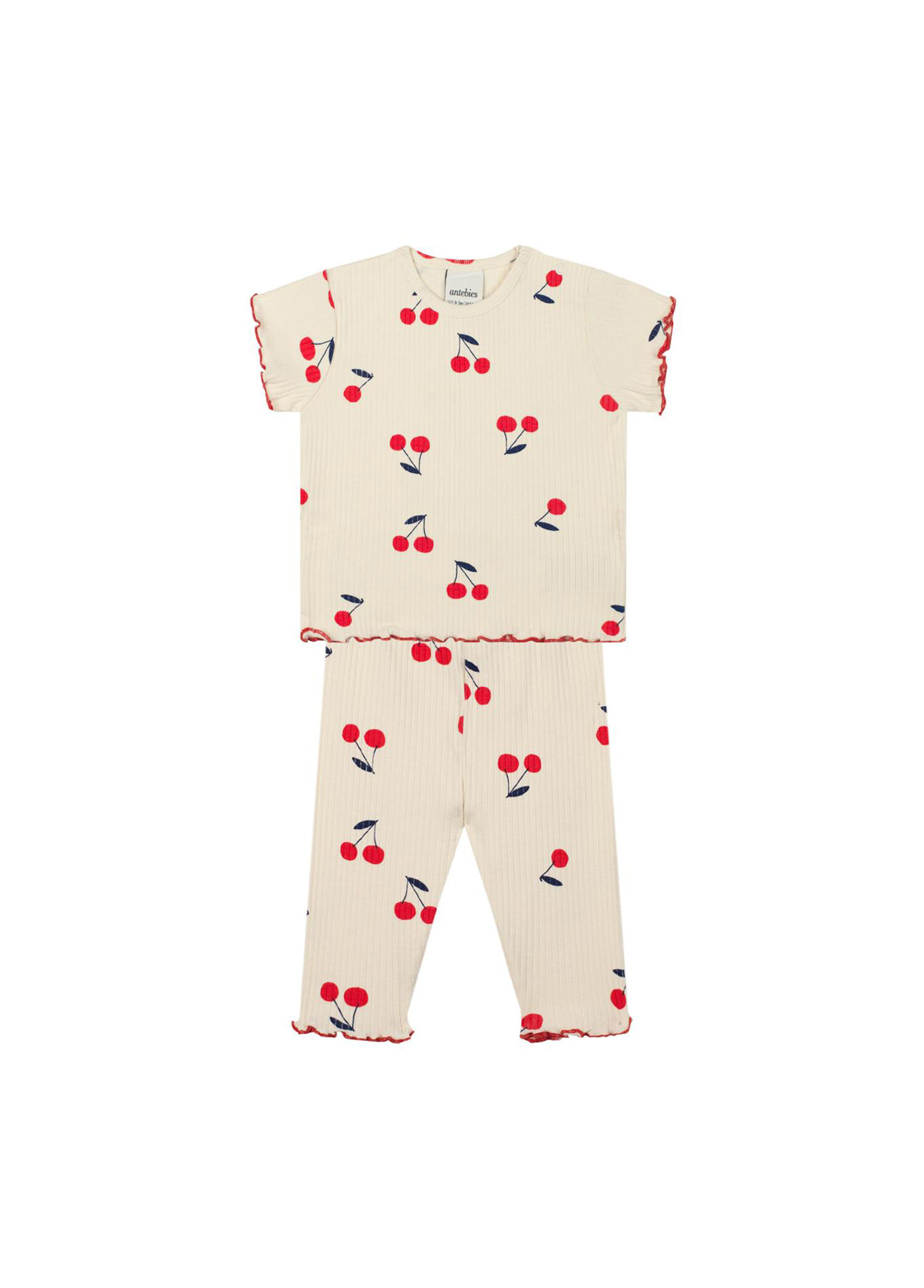 Kiraz Desenli T-shirt & Tayt Kız Bebek 2'li Set