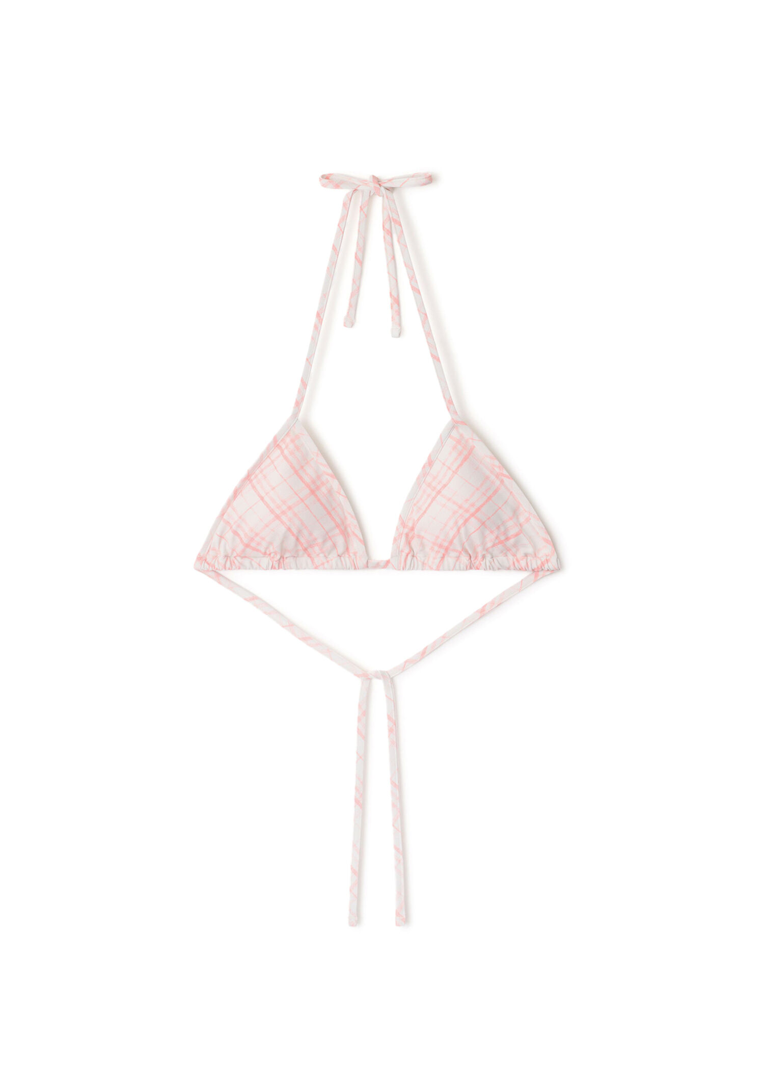 Pembe Check Kadın Bikini Üstü