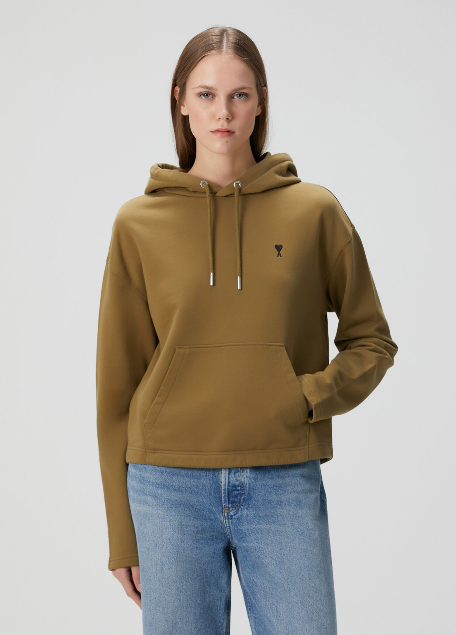 Haki Kapüşonlu Sweatshirt
