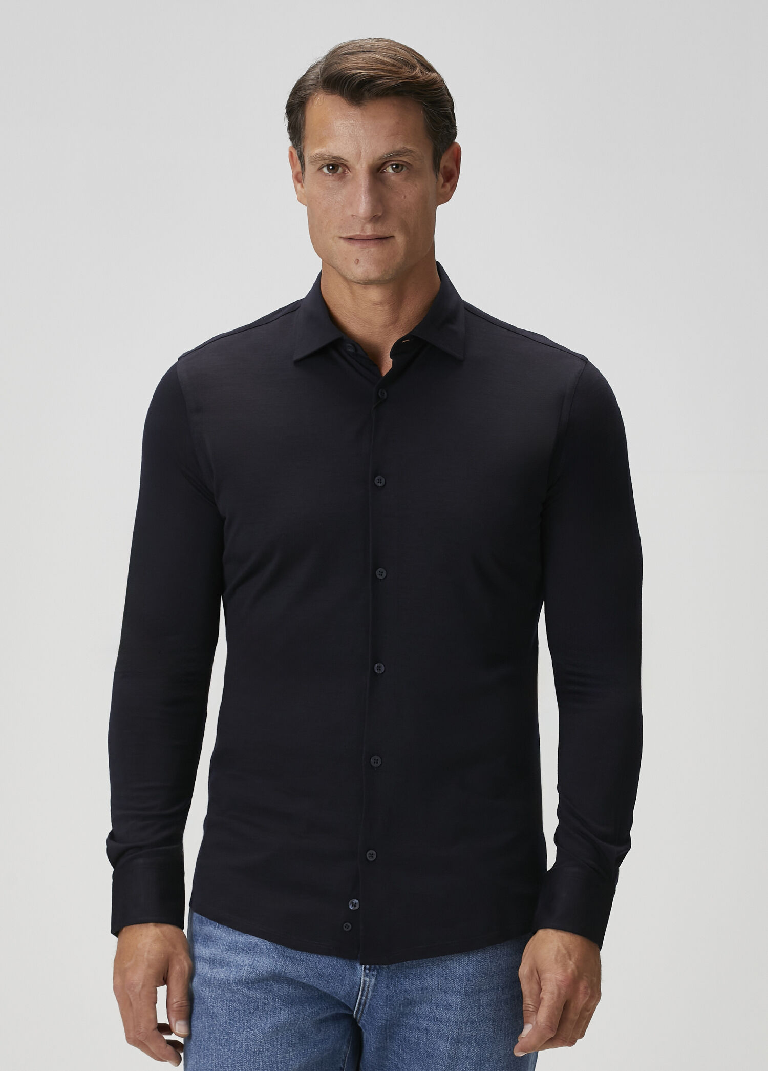 Reda Slim Fit Lacivert Yün Gömlek