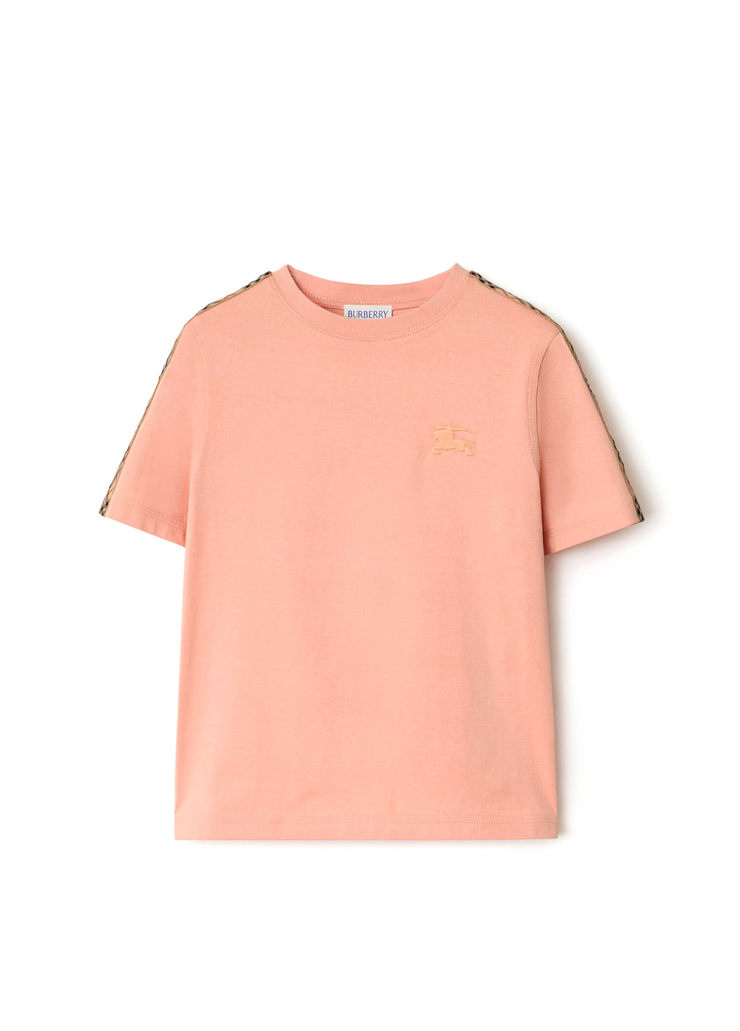 Cedar Tape Check Trim Cotton Pembe Pamuklu Kısa Kollu Unisex Çocuk T-Shirt