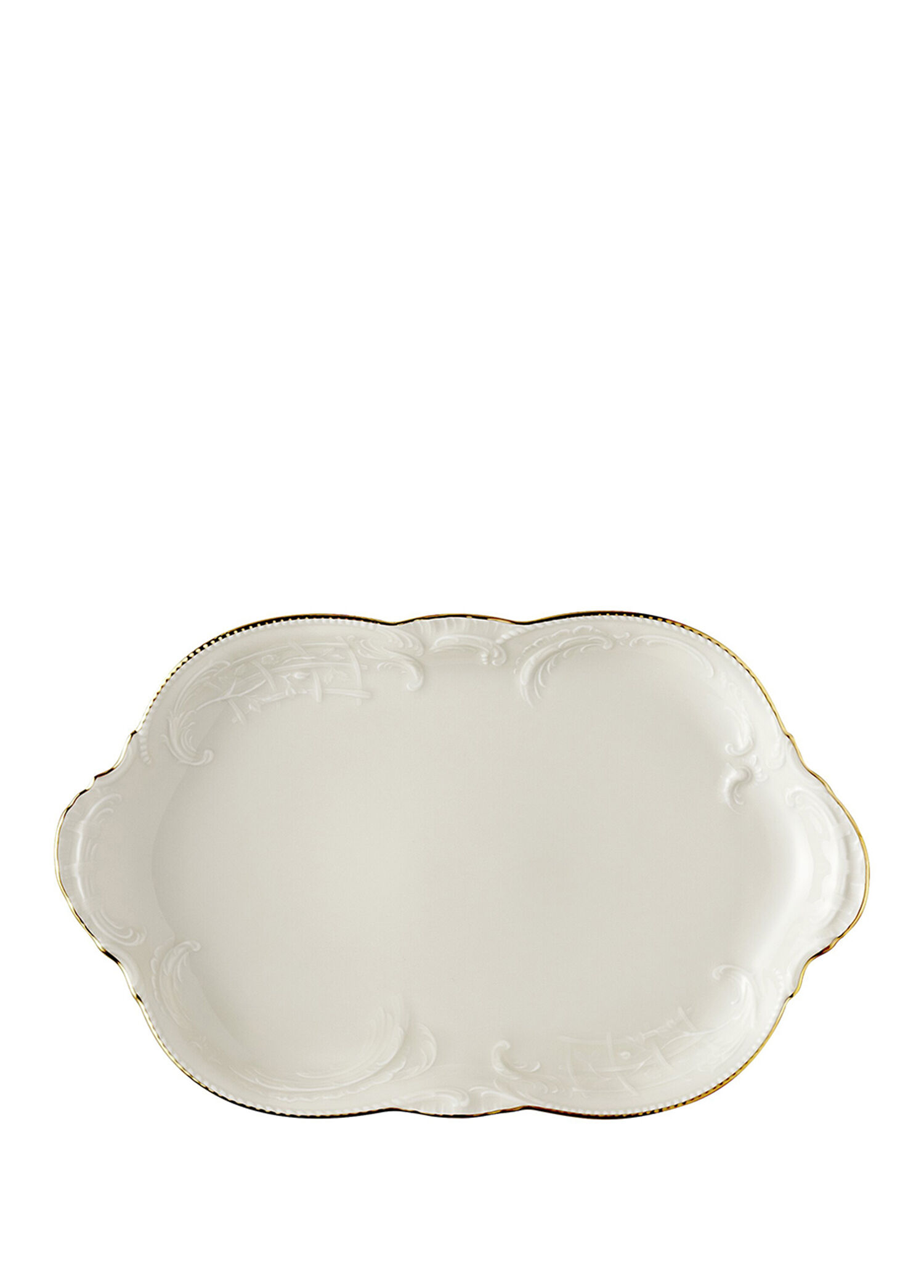 Sanssouci Elfenbein Gold Porselen Oval Servis Tabağı 28 cm