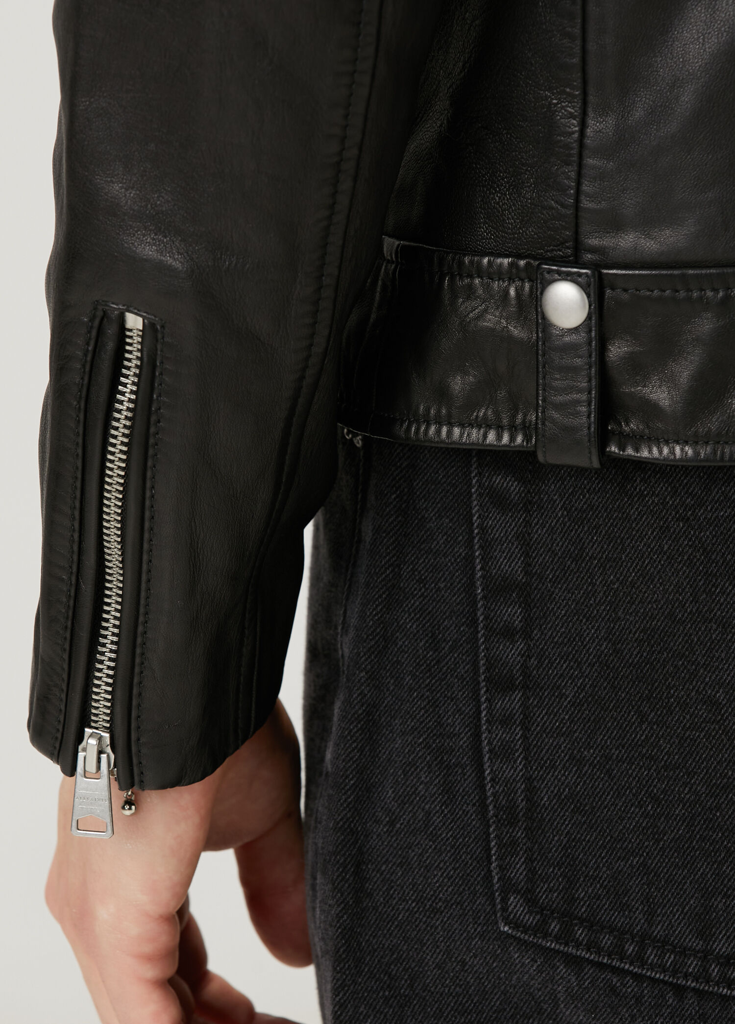 AllSaints Siyah Erkek Milo Siyah Deri Biker Mont 1726788 | Beymen