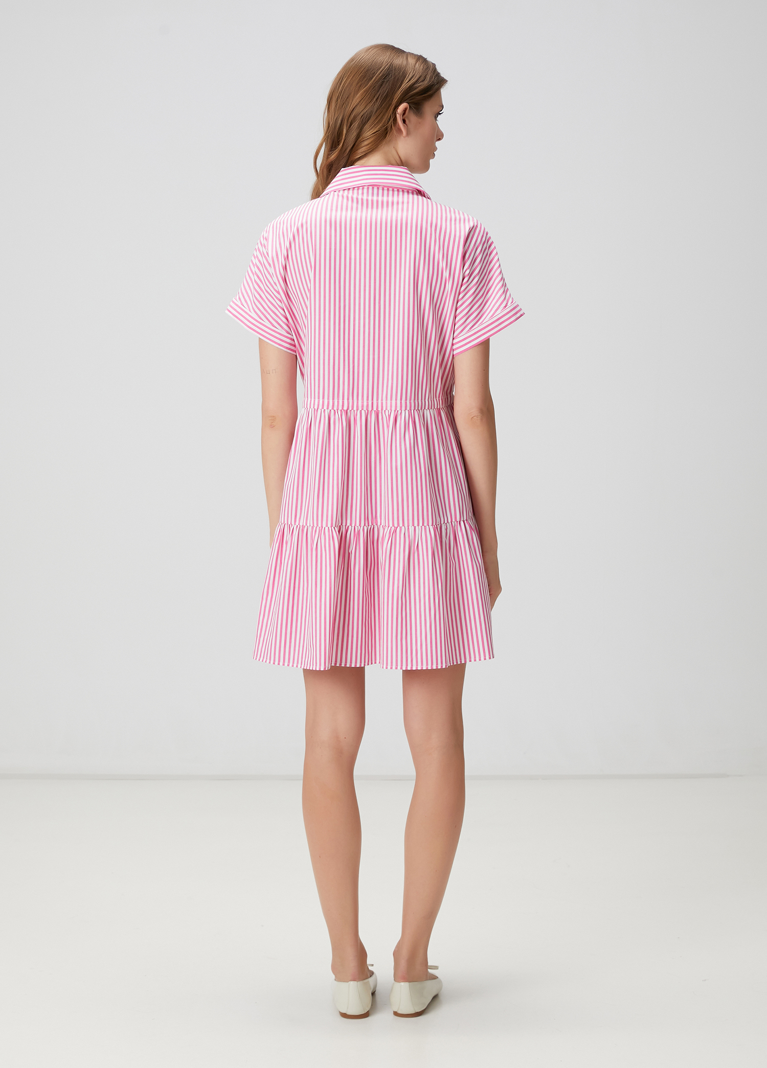 Pembe Çizgili Mini Elbise_3
