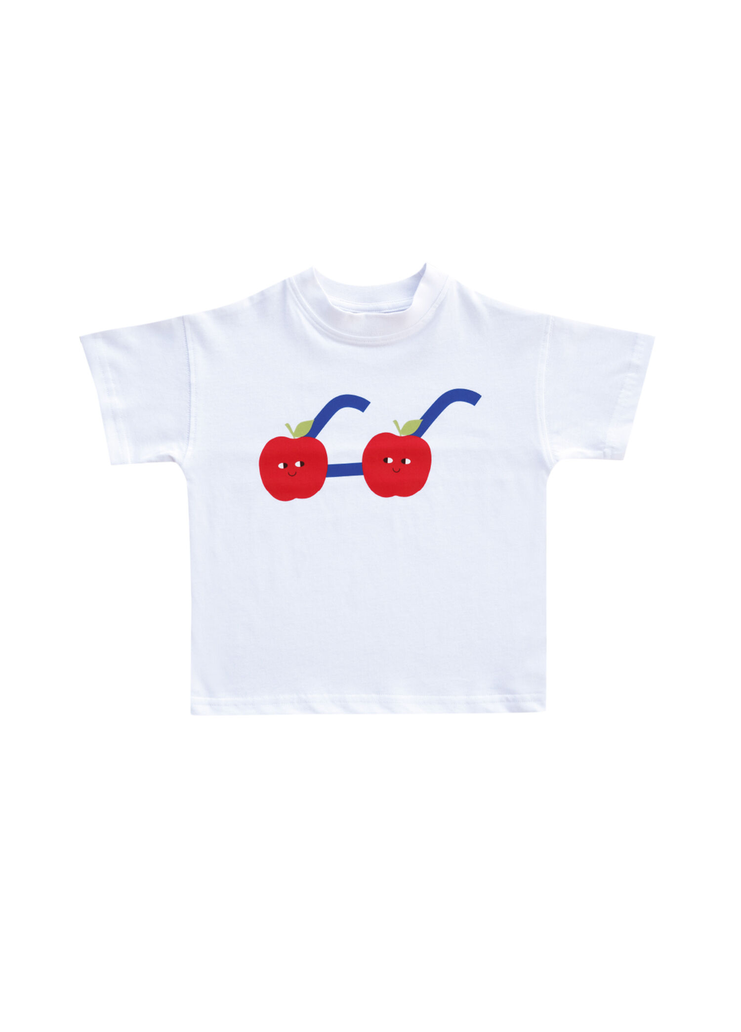 Apple Of My Eye Beyaz Kırmızı Baskılı Kısa Kollu Unisex Çocuk T-Shirt