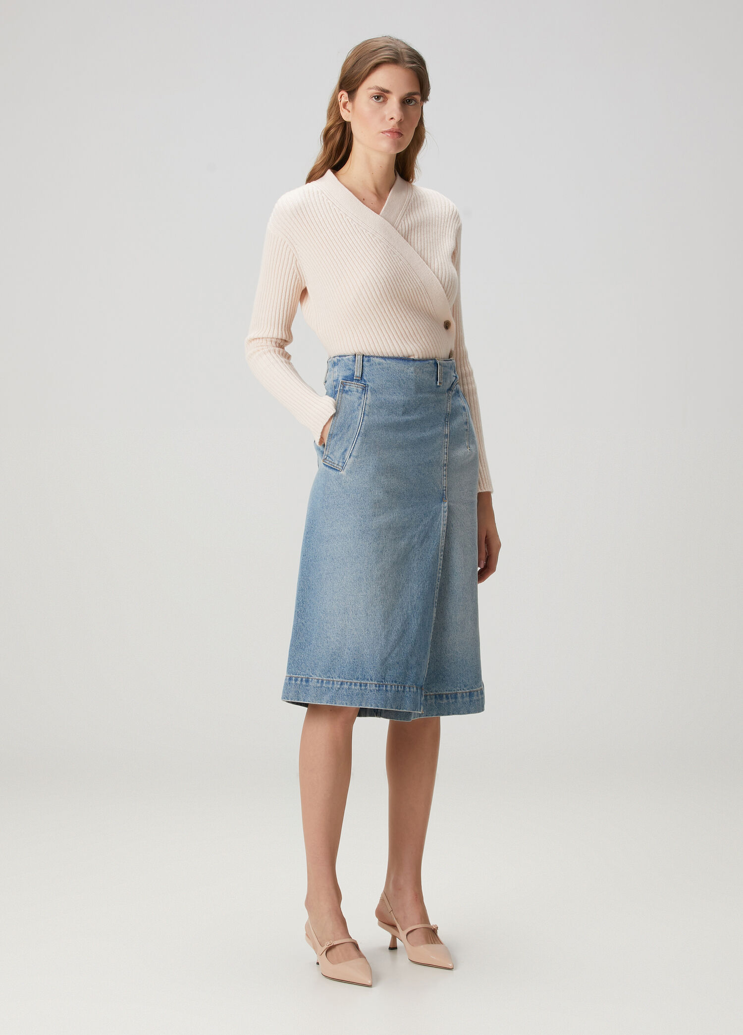 Mavi Midi Denim Etek