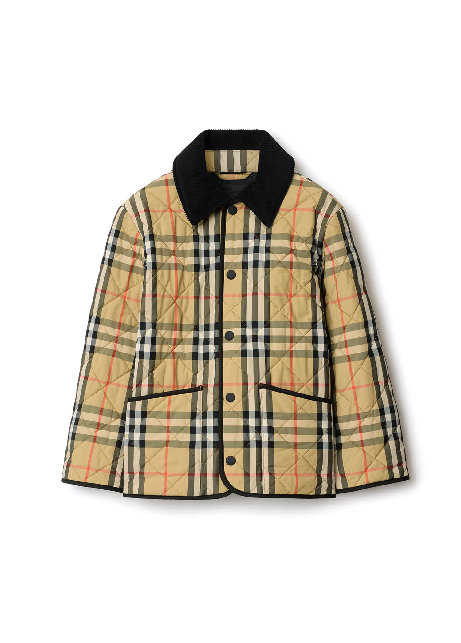 Bej Check Desenli Unisex Çocuk Mont