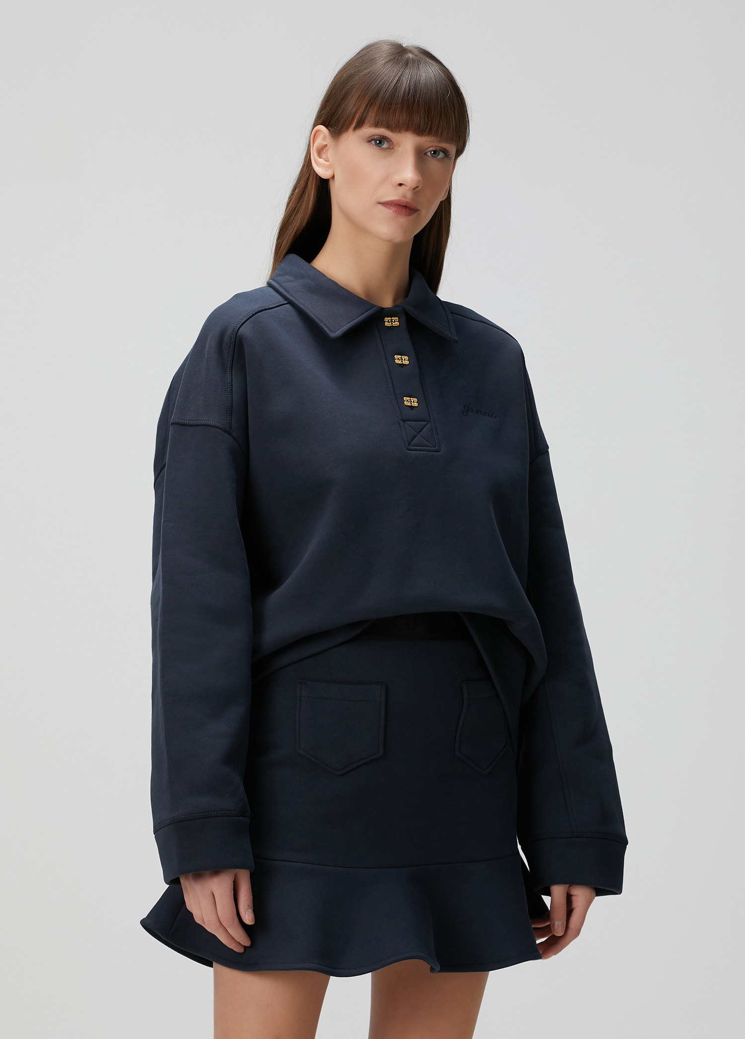 Sky Captain Lacivert Polo Sweatshirt