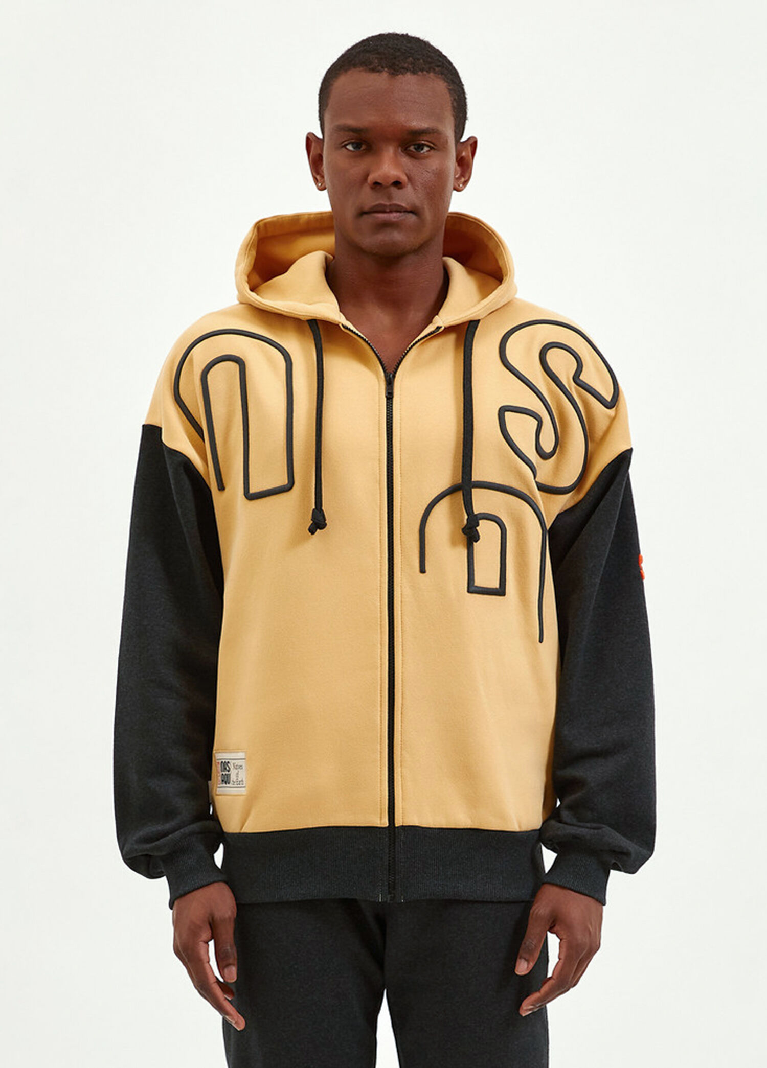 Kum Fırtınası Fermuarlı Antrasit Kum Rengi Hoodie