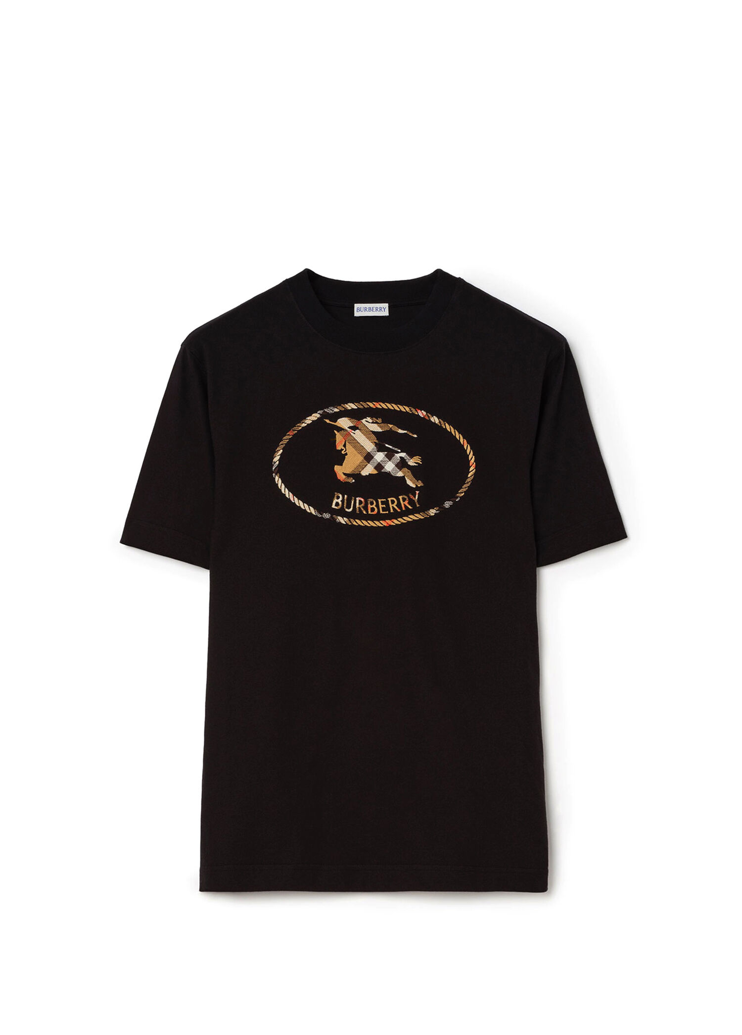 Check Knight Stamp Baskılı Siyah Kısa Kollu Erkek T-Shirt