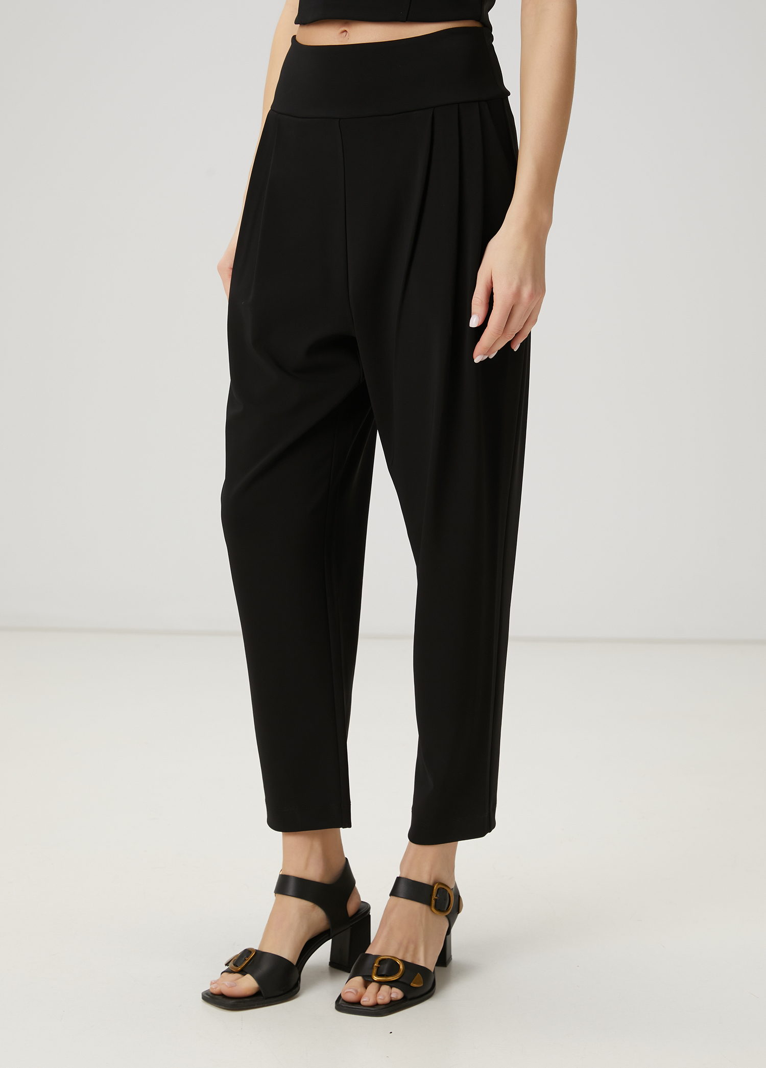 Siyah Pileli Jogger Pantolon_1