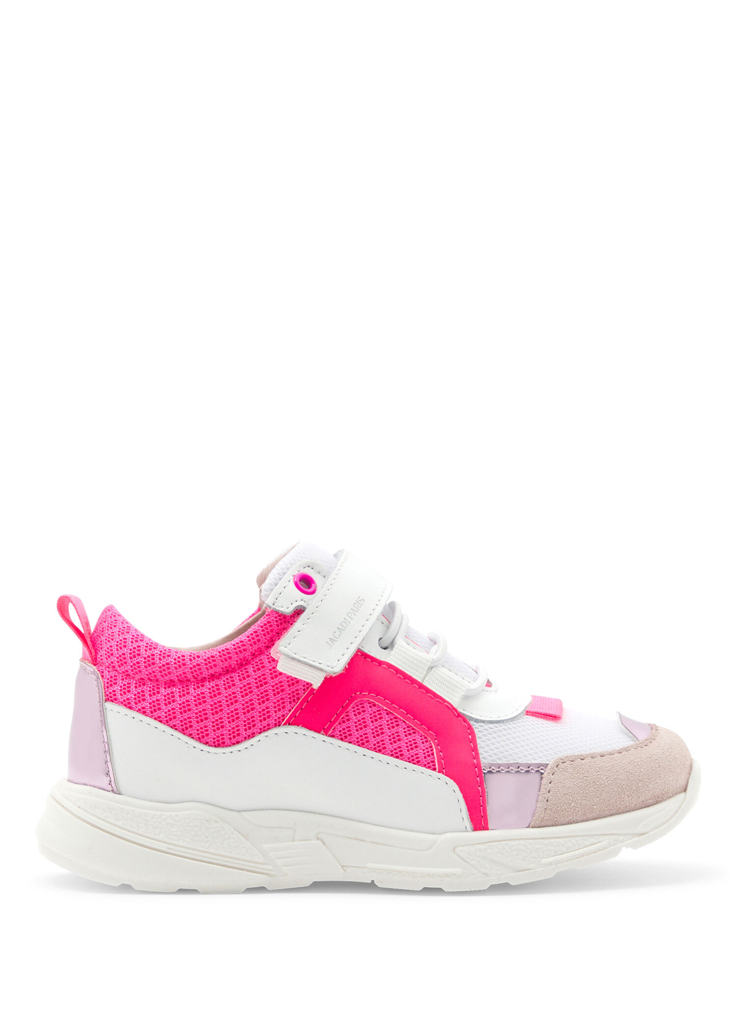 Beyaz Pembe Renk Bloklu Deri Kız Çocuk Sneaker