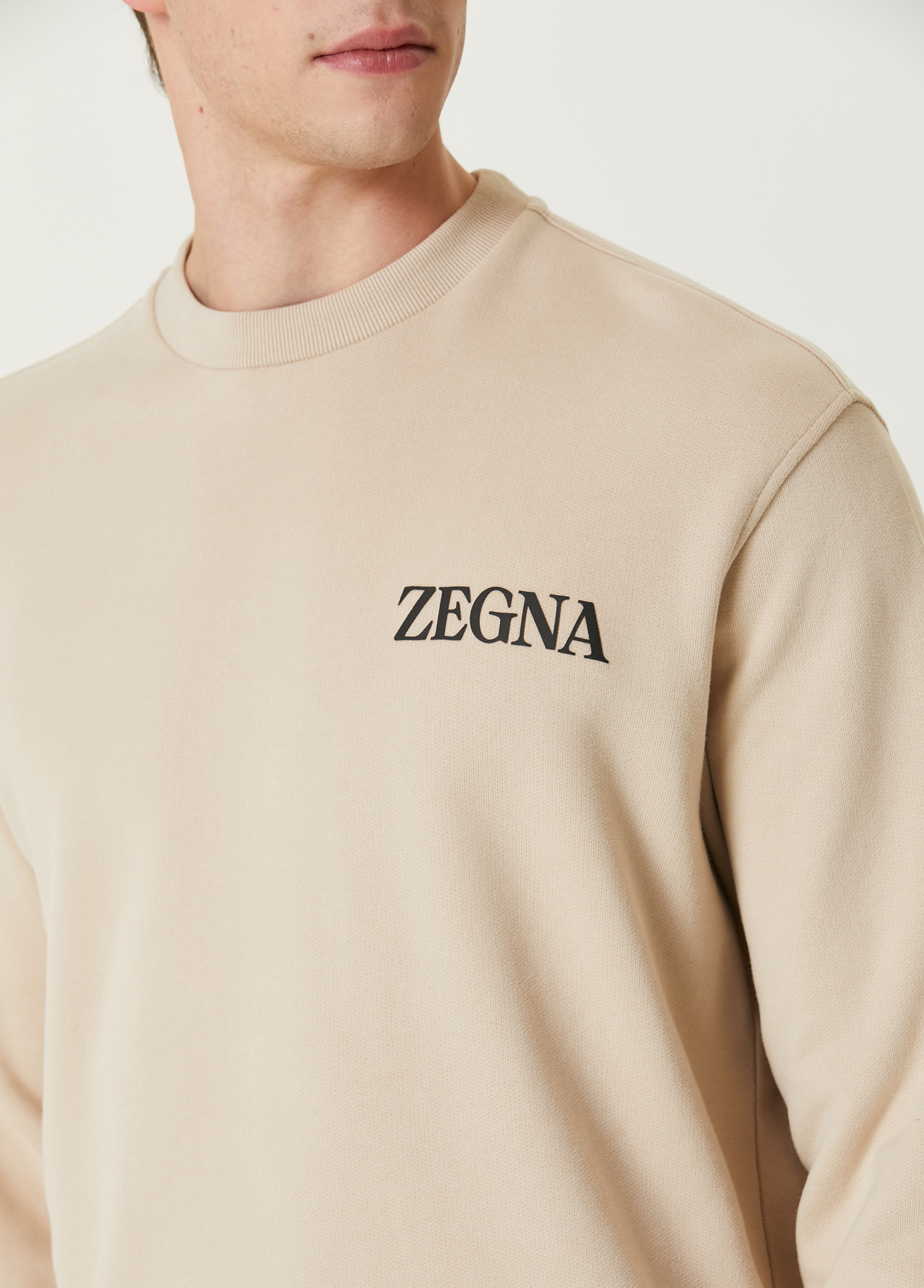 Light Beige Logo Printed Sweatshirt