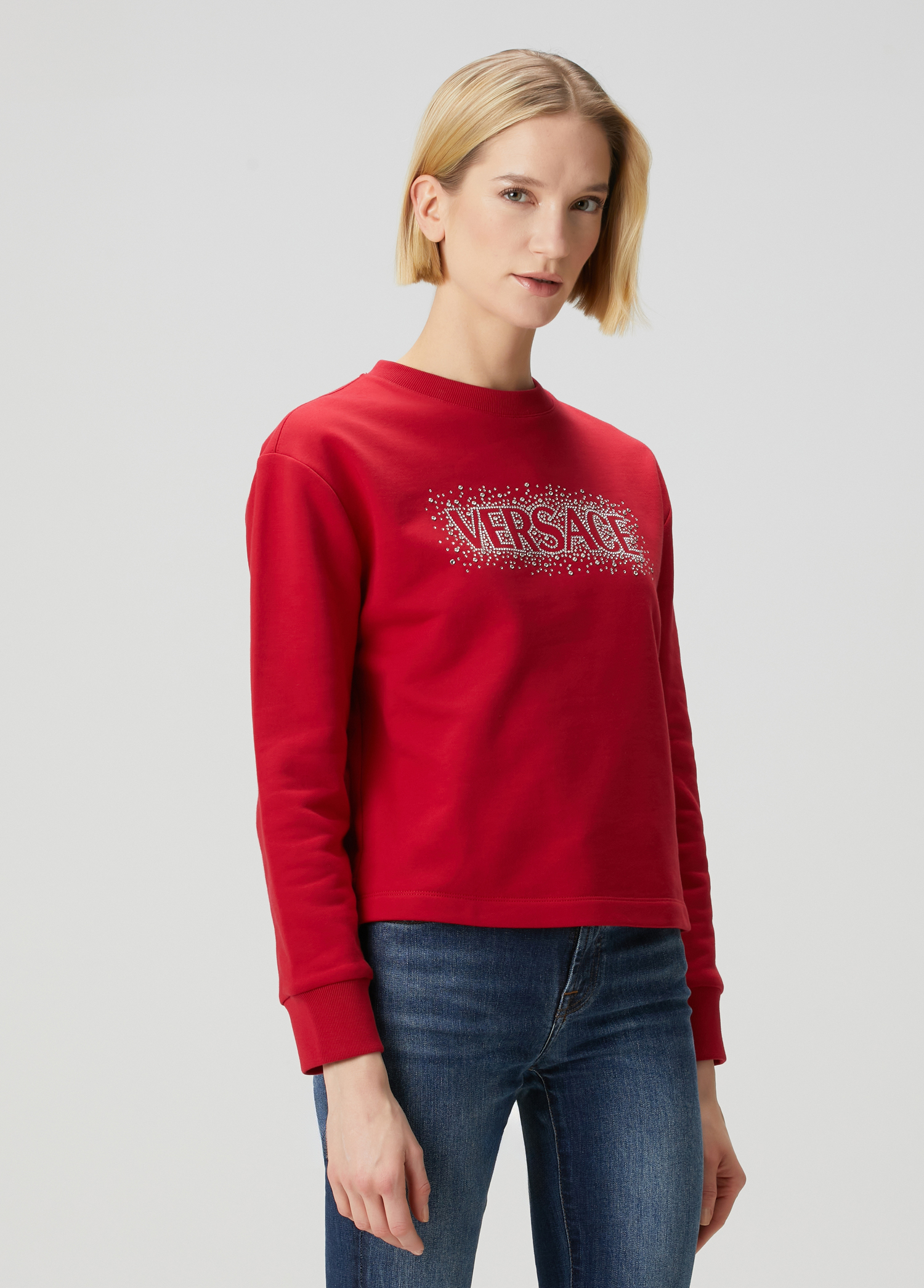 Kırmızı Taşlı Logolu Sweatshirt