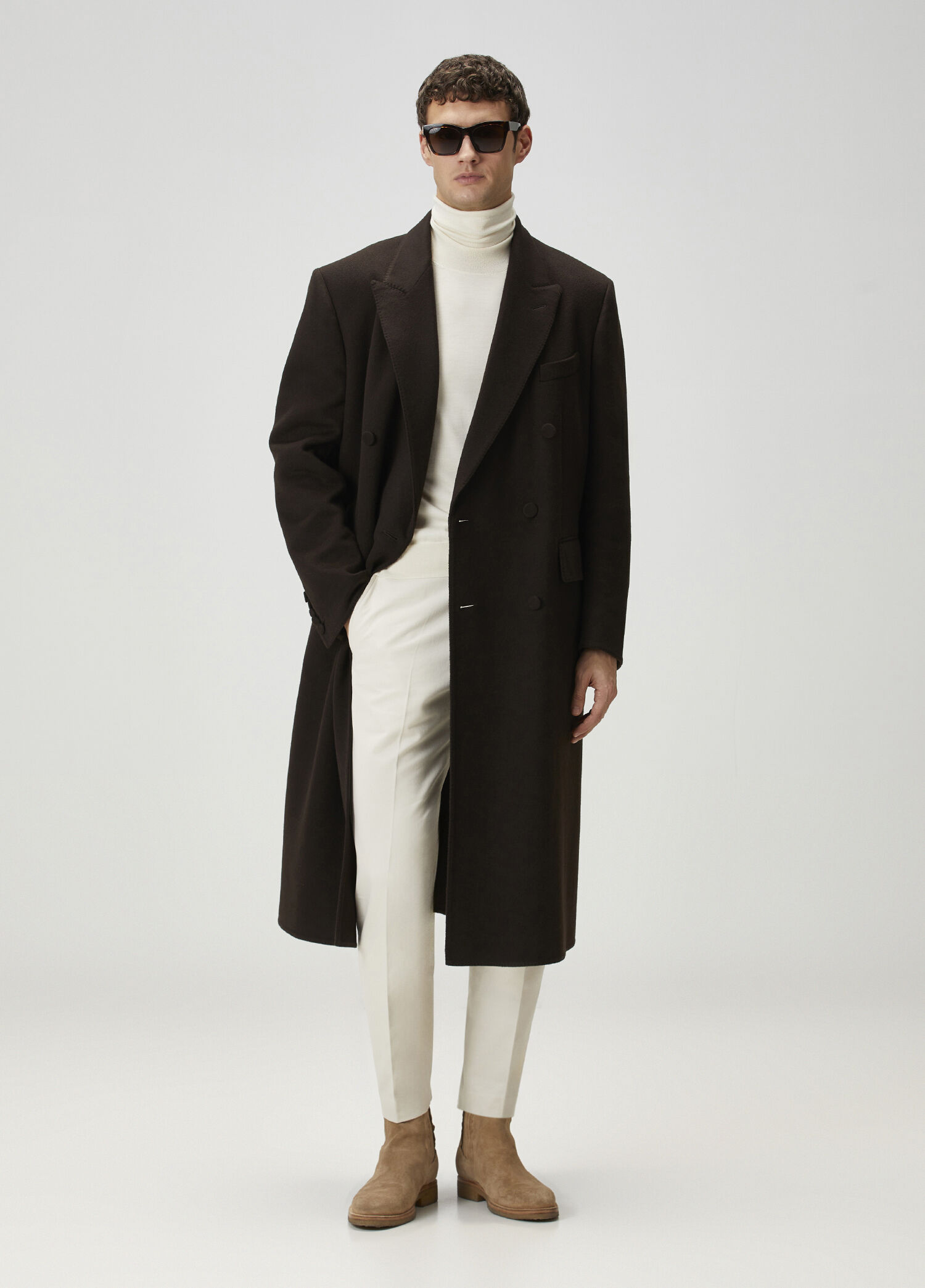 プリンス　hard&carpet　coat Tom Ford Koyu Kahverengi Erkek Koyu Kahverengi Kruvaze Kaşmir