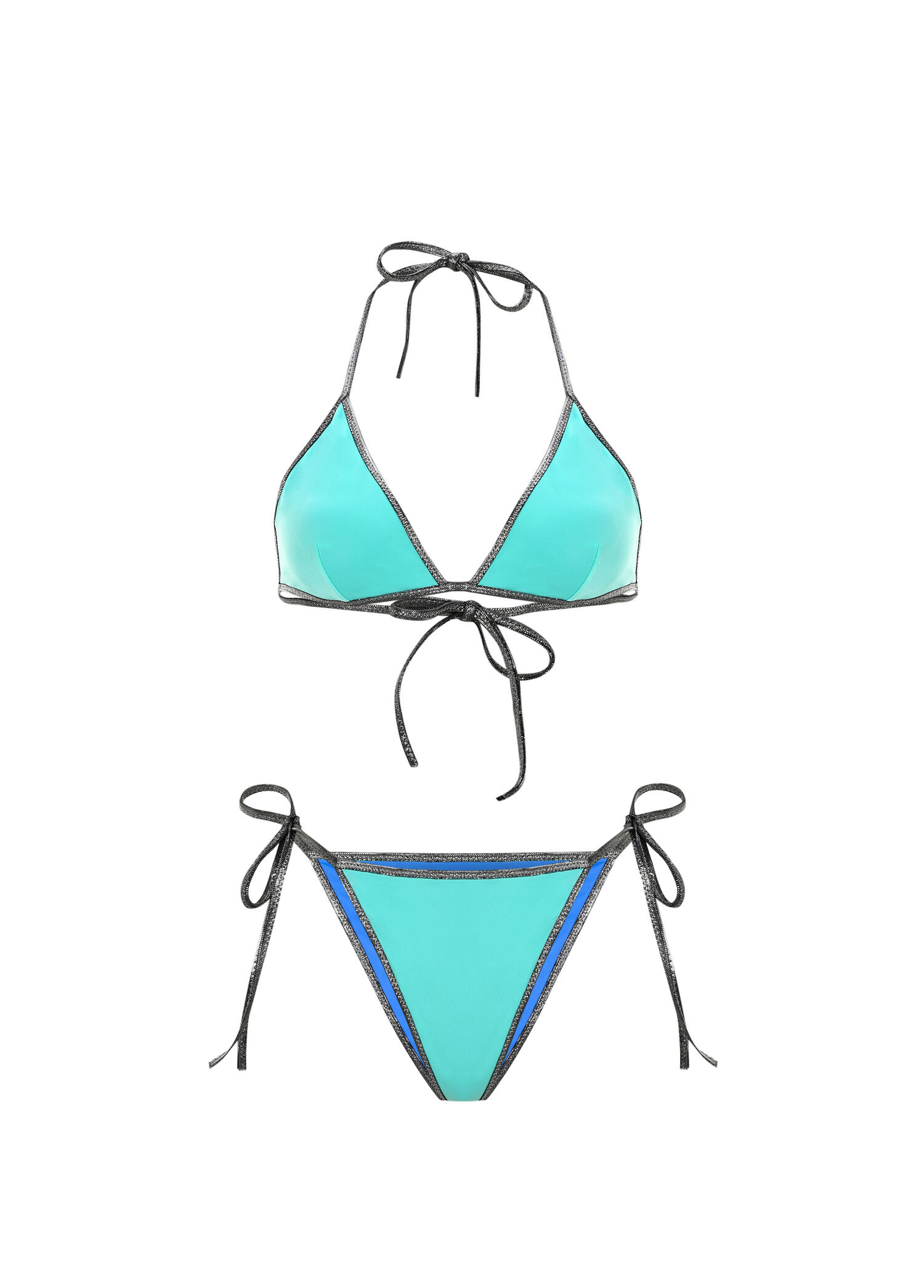 Sybil Mavi Turkuaz Çift Taraflı Kadın Üçgen Bikini Takımı