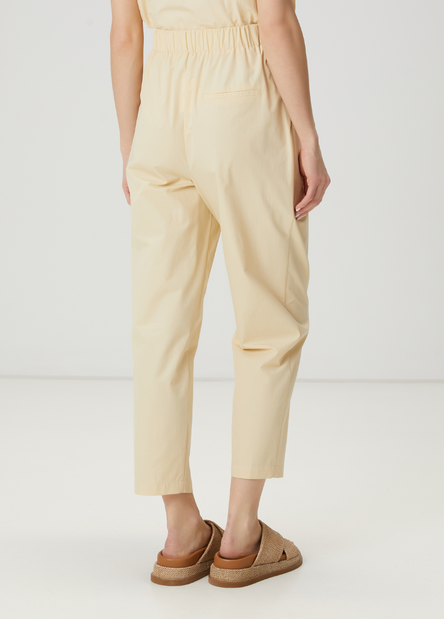 Krem Pileli Poplin Pantolon_5