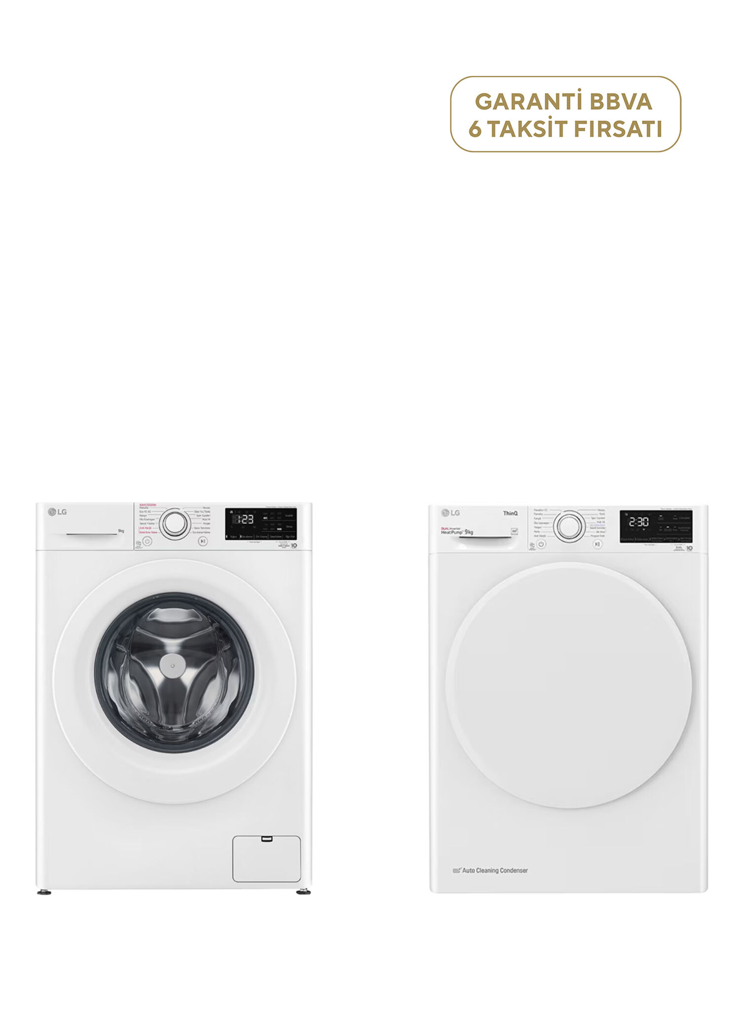 F4V3VYW3WE 9 kg 1400 Devir Çamaşır Makinesi + RH90V3AV0N A Enerji Sınıfı 9 kg Çamaşır Kurutma Makinesi