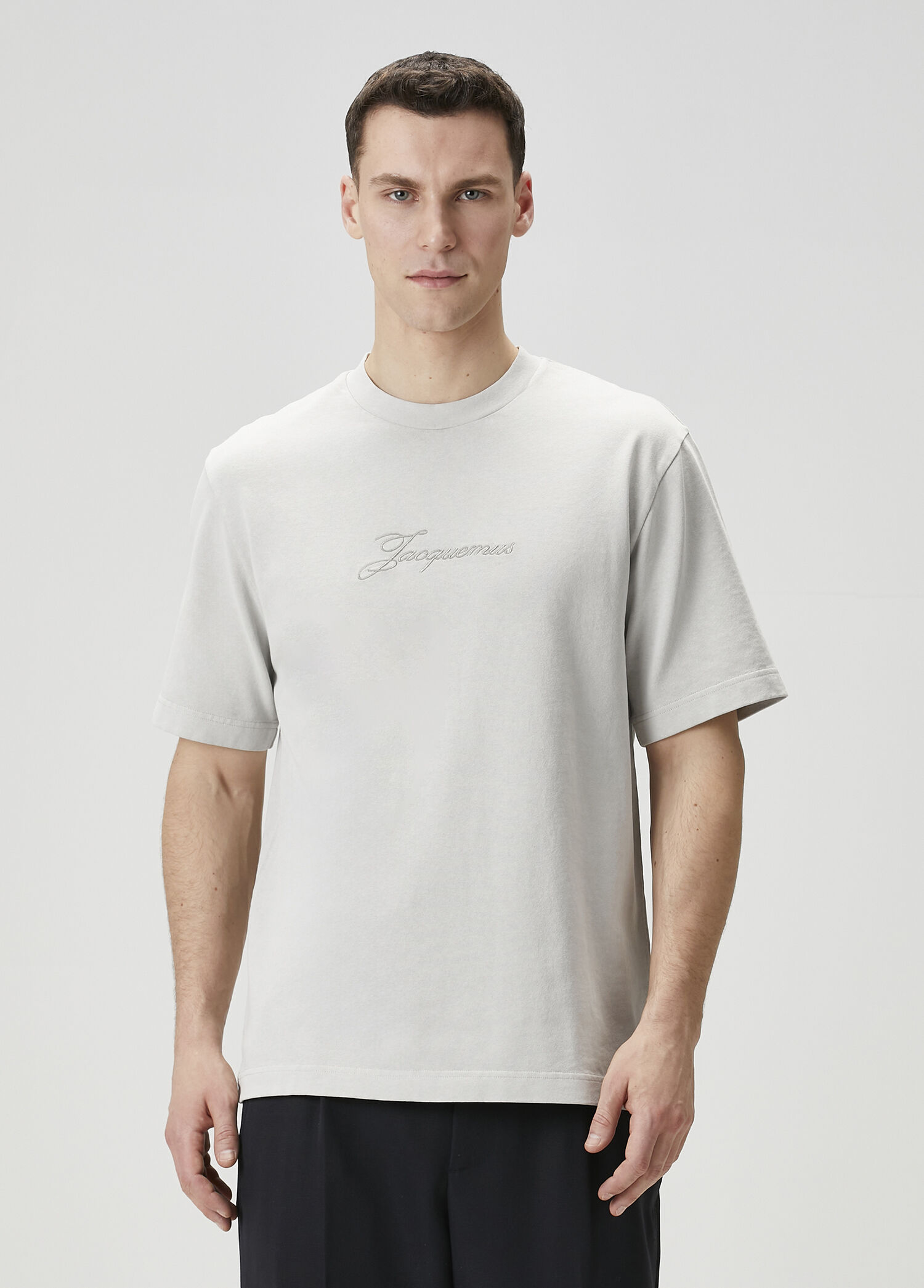 Beige Logo Embroidered T-Shirt