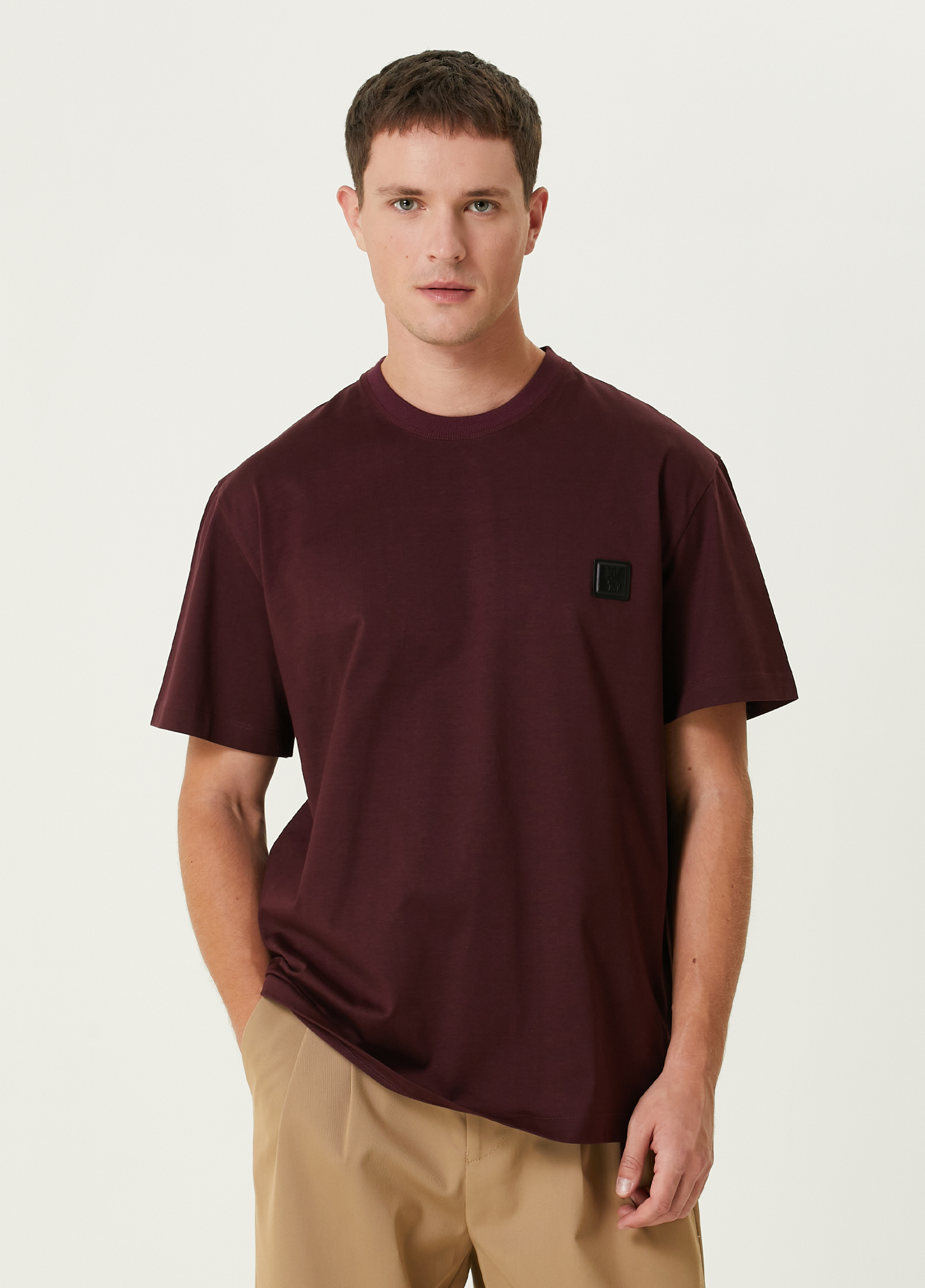 Bordo Logo Detaylı T-shirt