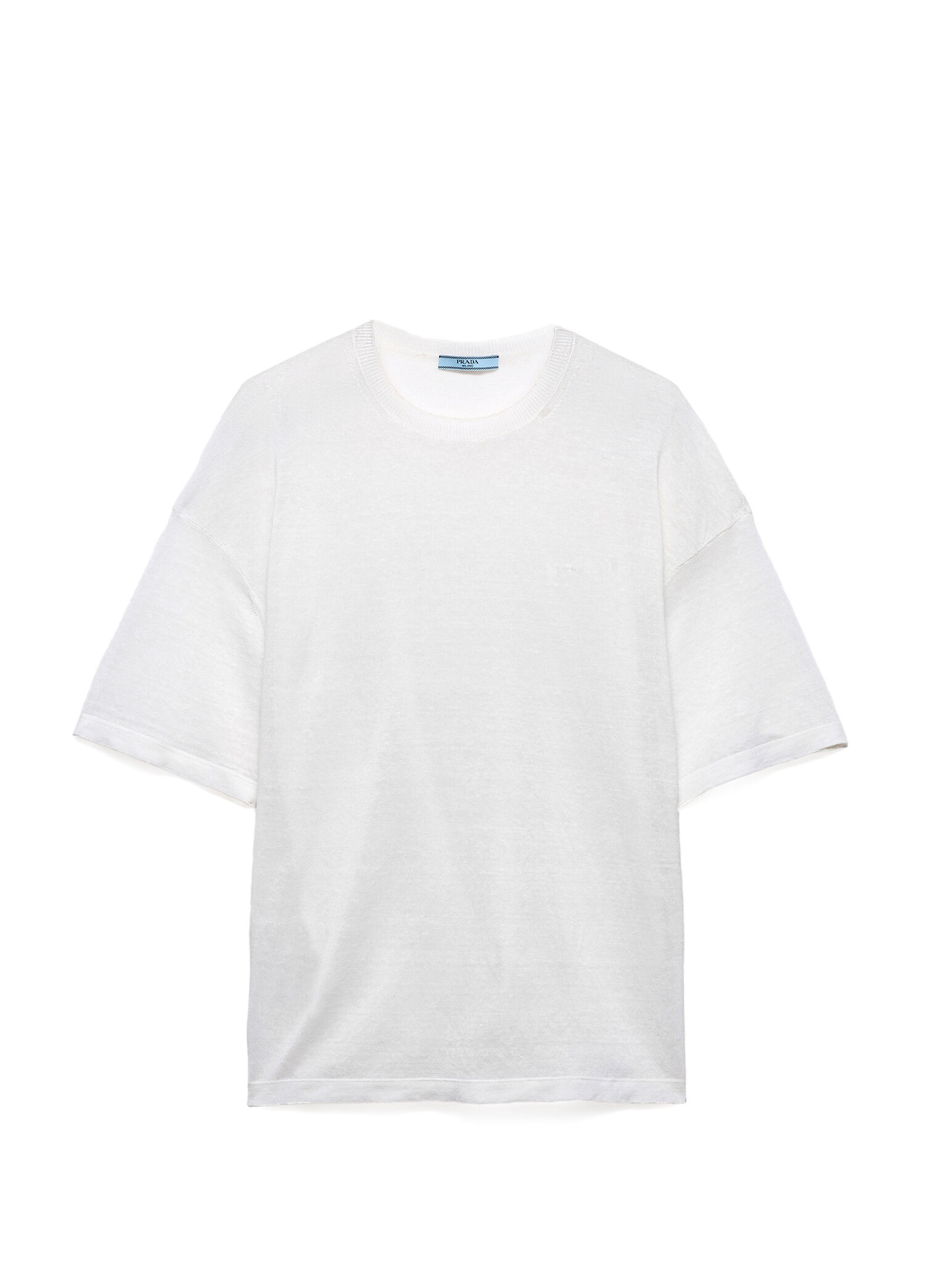 Beyaz Keten Kısa Kollu Kadın T-shirt