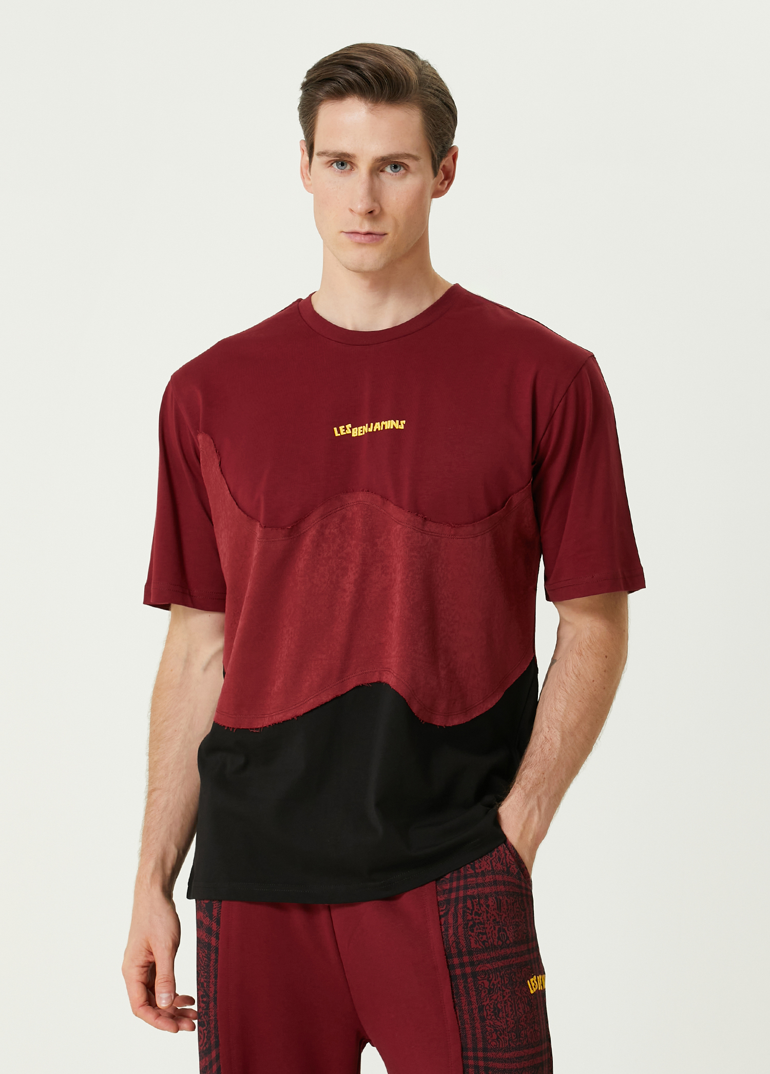 Relaxed Fit Bordo Siyah T-shirt