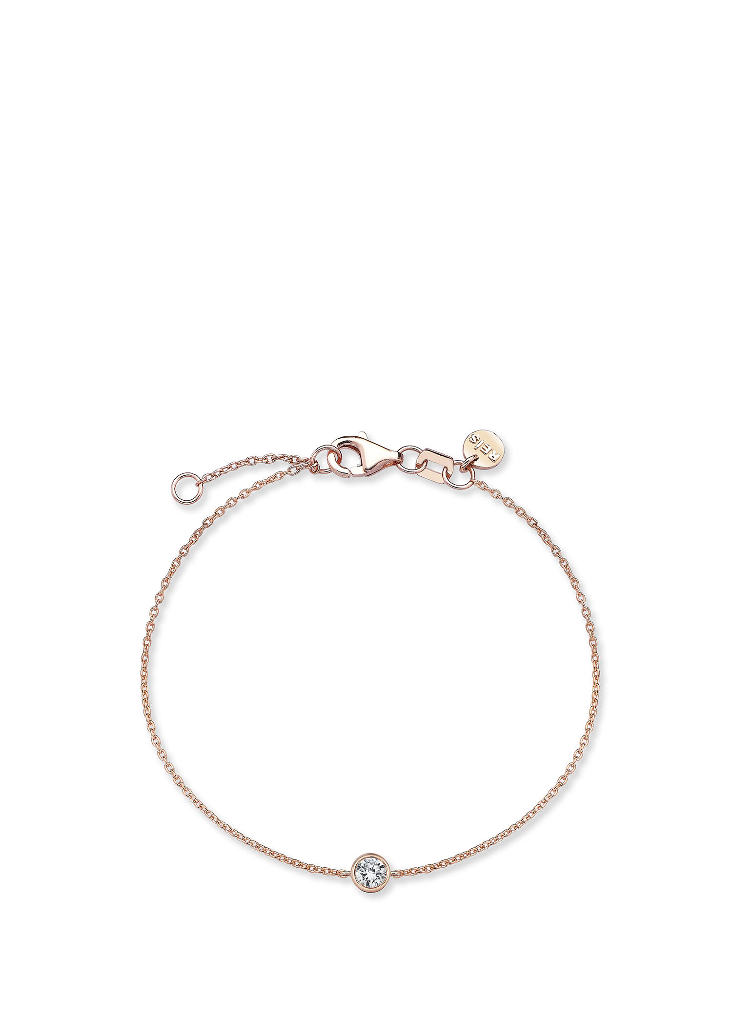 Tek Taş 14 Ayar Rose Gold Kadın Pırlanta Bilezik