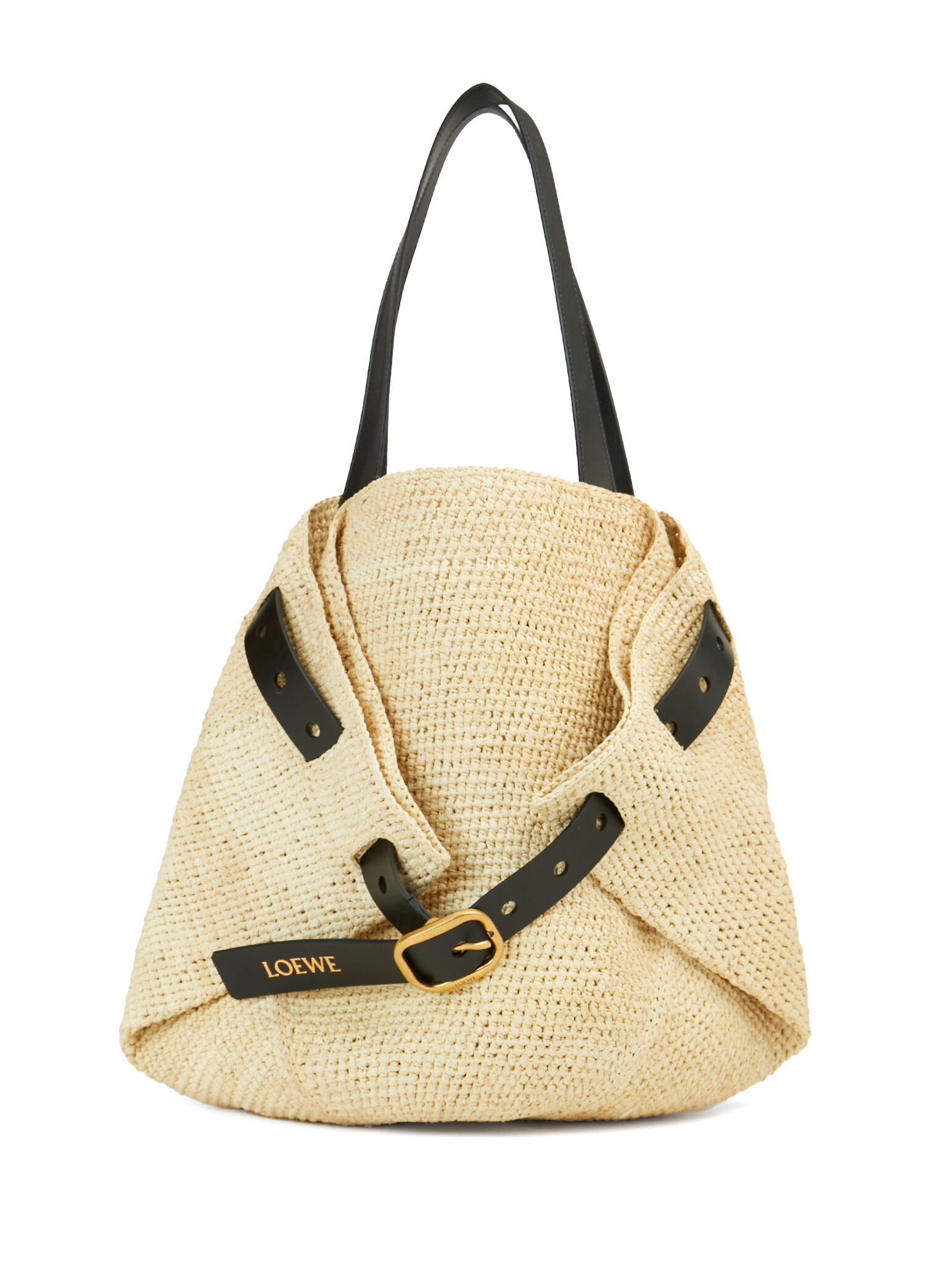 Punch Hole Medium Natural Women's Raffia Bag