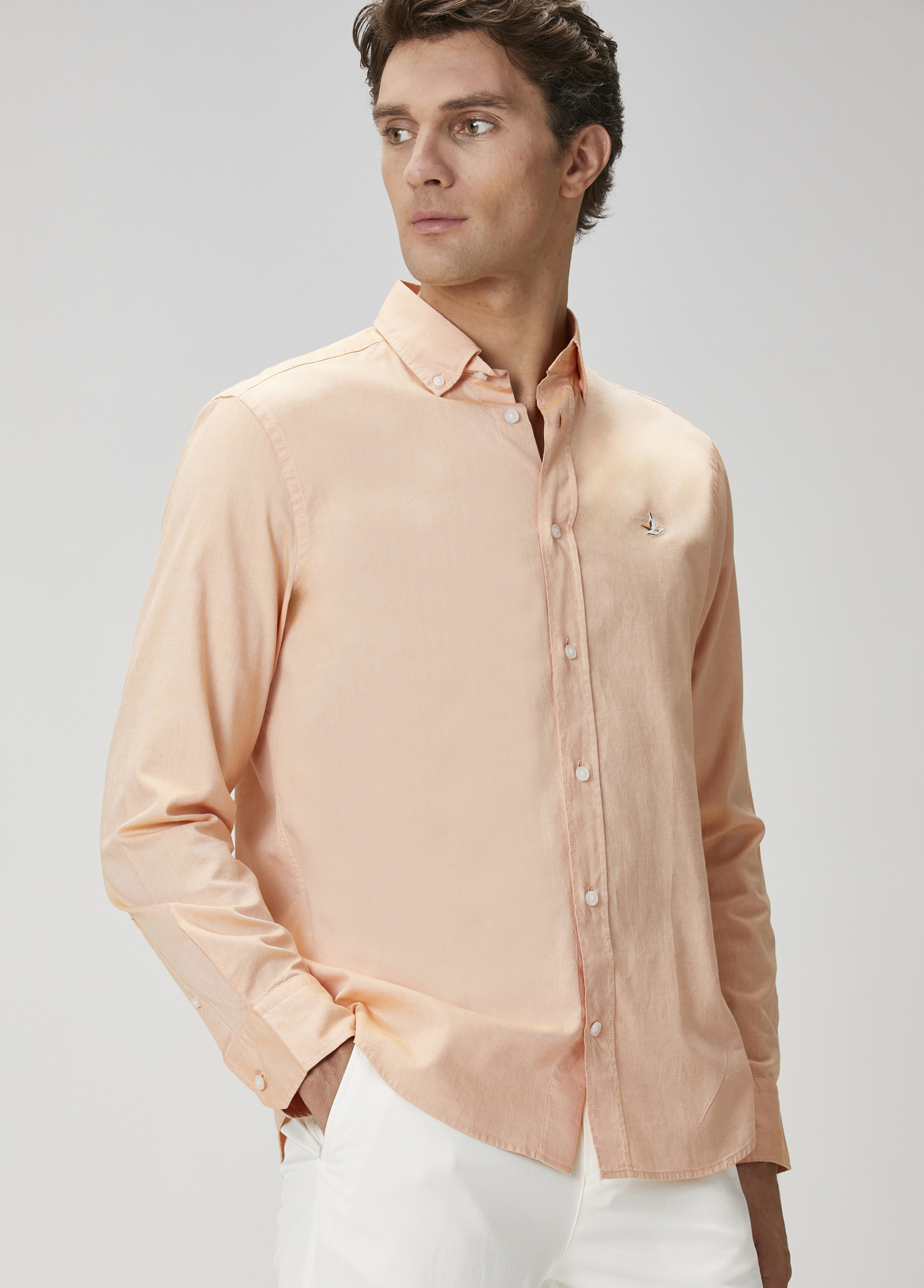 Comfort Fit Turuncu Oxford Gömlek_3