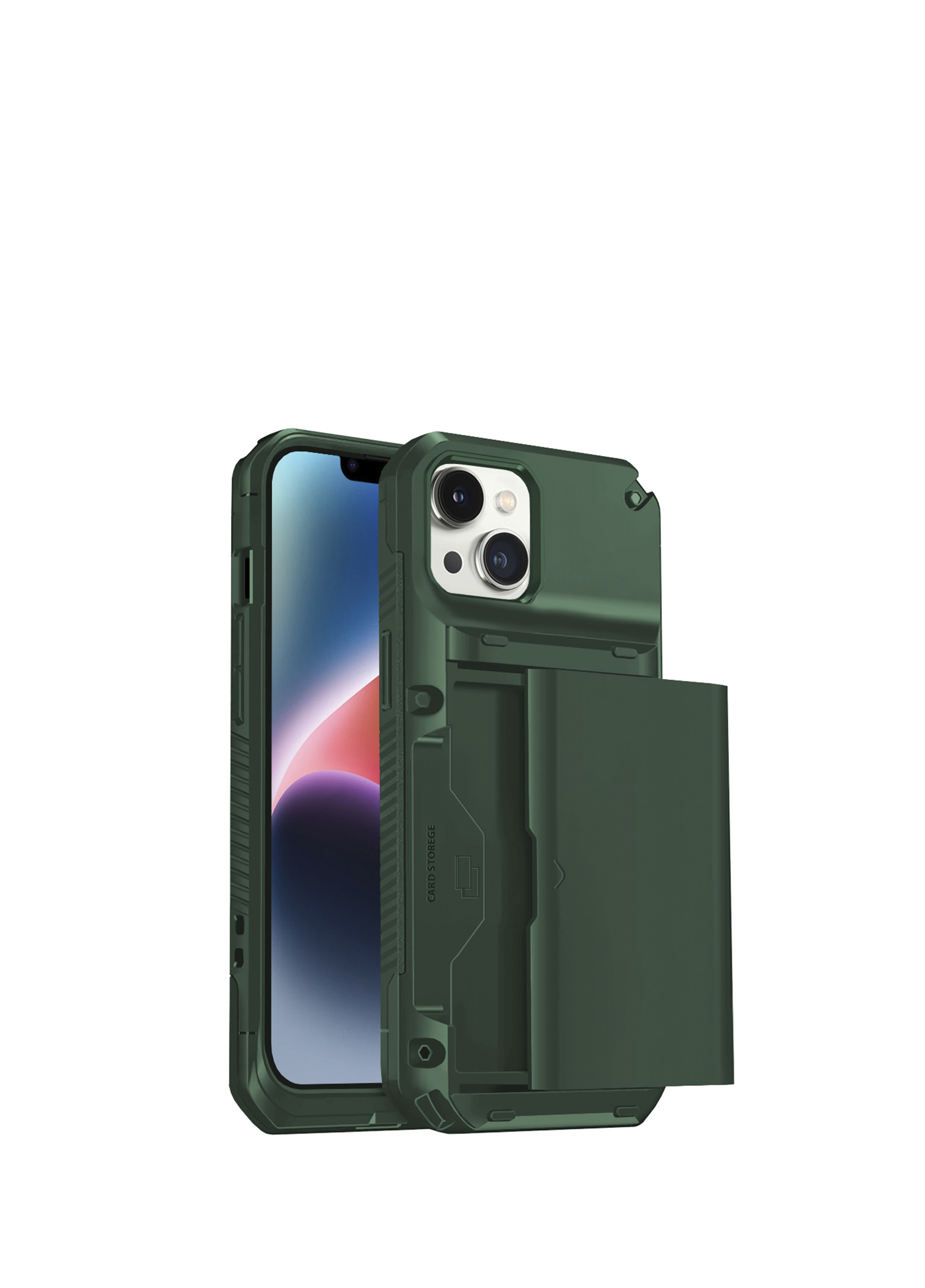 iPhone 14 Slide Armor Dark Green Plastik Kılıf