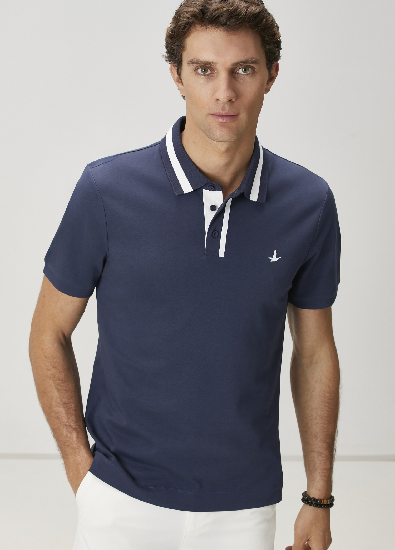 Slim Fit Lacivert Polo Yaka T-shirt_3