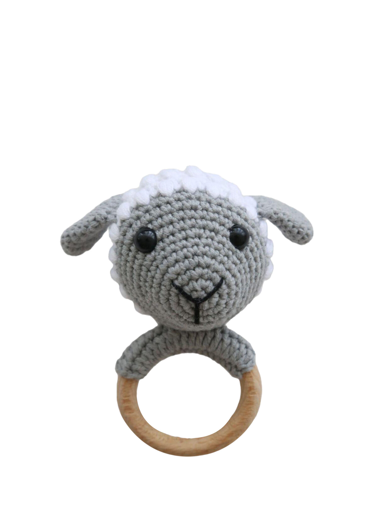 Kuzu Gri & Beyaz Amigurumi Çıngırak
